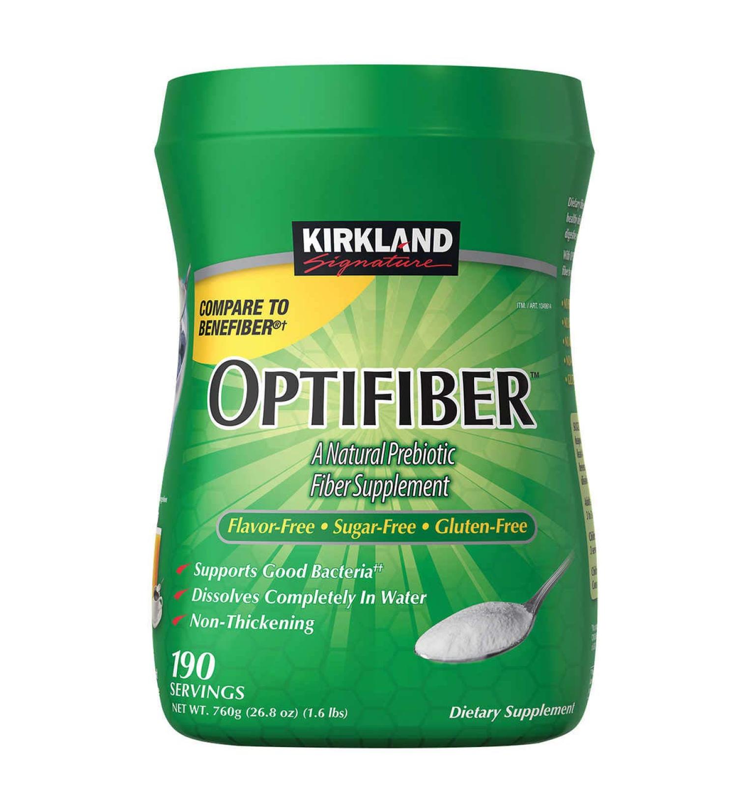 Kirkland Signature OPTIFIBER Sugar Free Favor Free Gluten Free Non Thickening, NET WT. 760g/26.8 oz (1.6 lbs) (190 Servings)