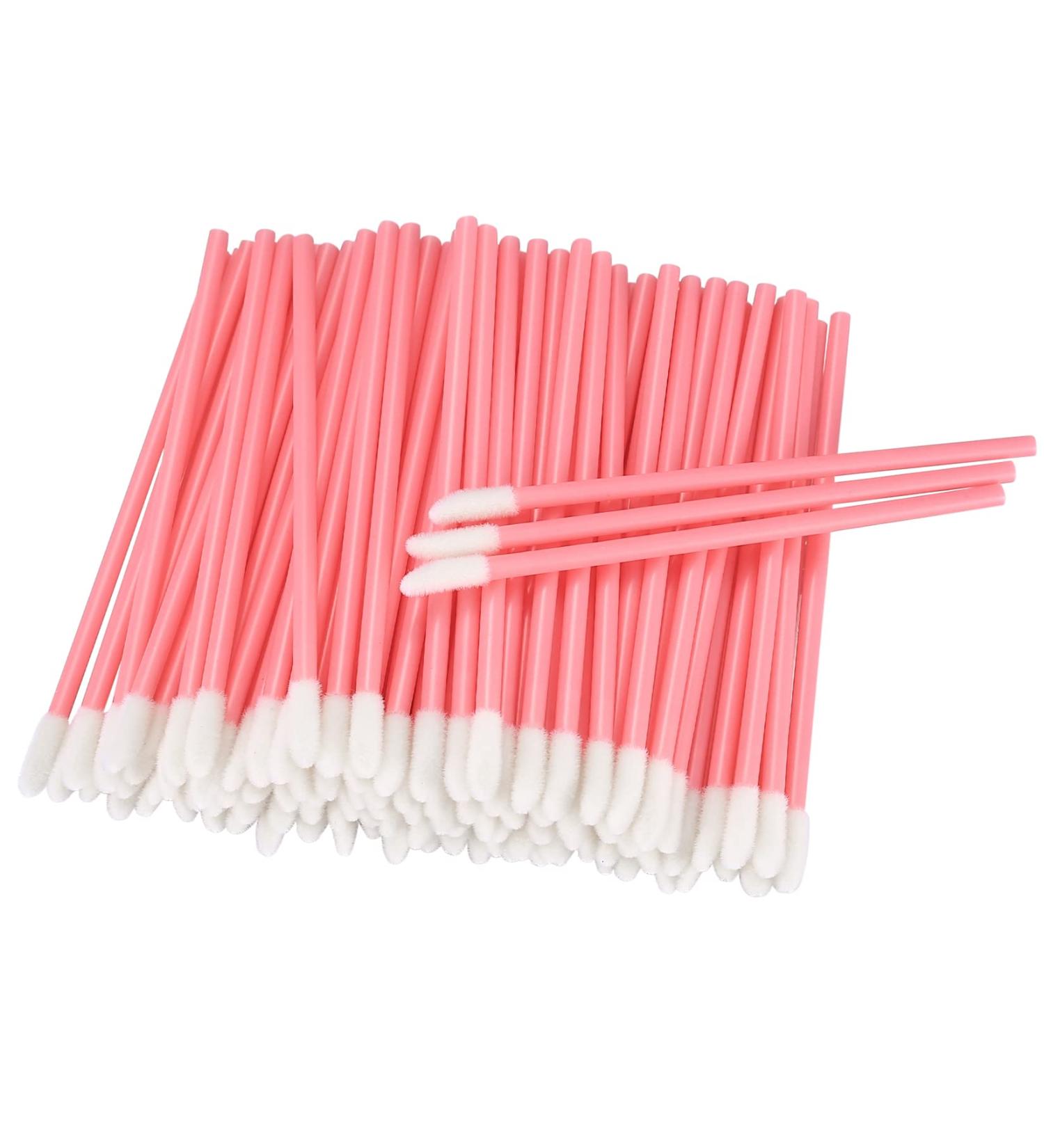 100 Pcs Pink Lipstick Applicator Brushes - Lip Gloss & Concealer Makeup Wands - Buy Online on GoSupps.com