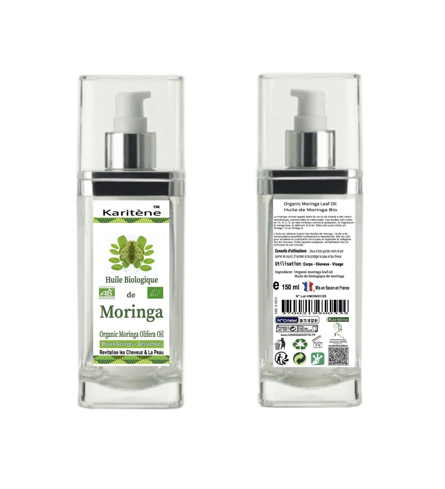 Organic Moringa Oil, Nourishing and Moisturizing Oil for Dry Skin and Hair, 150 ml