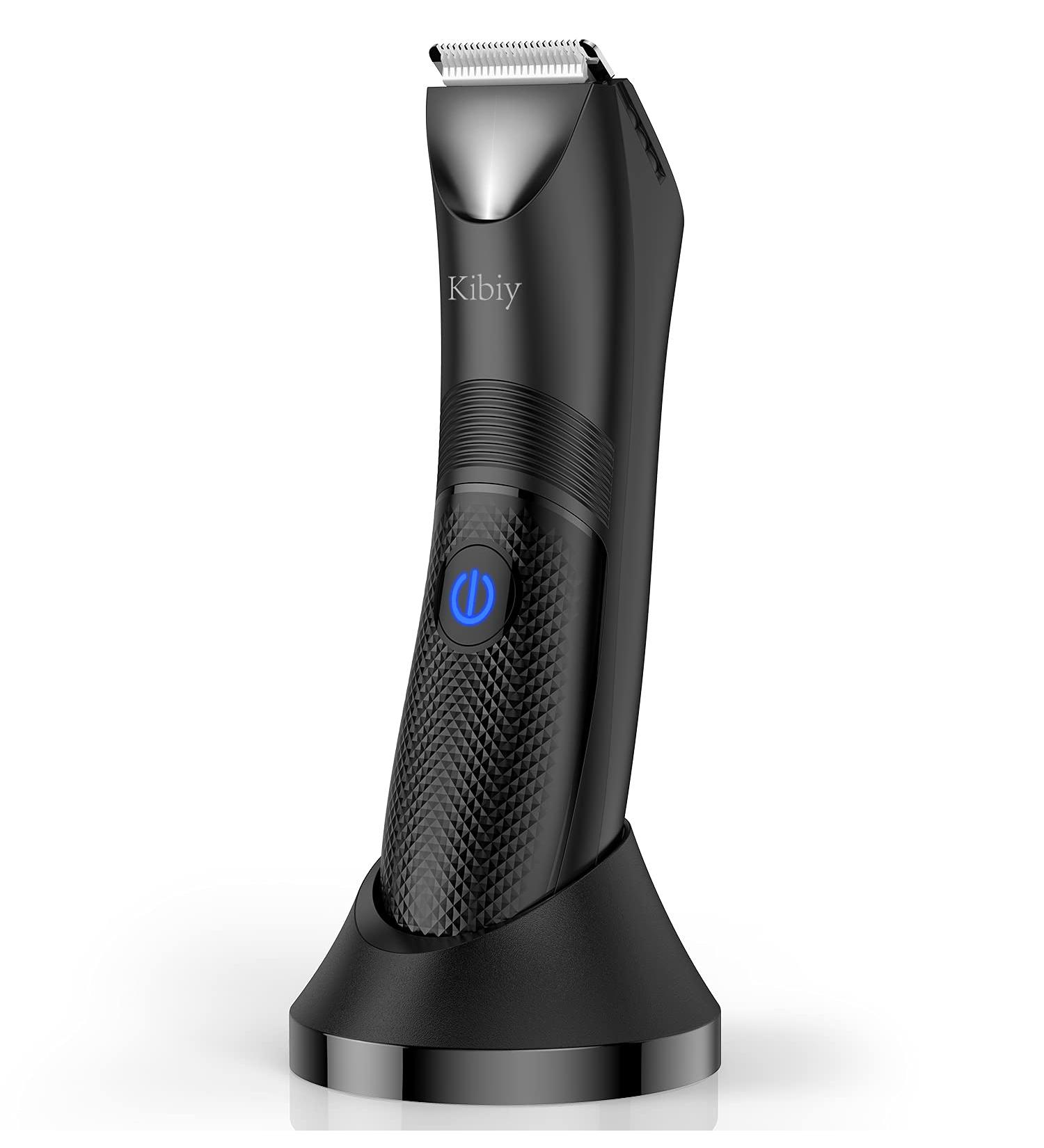 Kibiy Electric Groin Hair Trimmer for Men - IPX7 Wet/Dry Male Pubic Hair Trimmer with LED Indicator Black - Buy Online on GoSupps.com