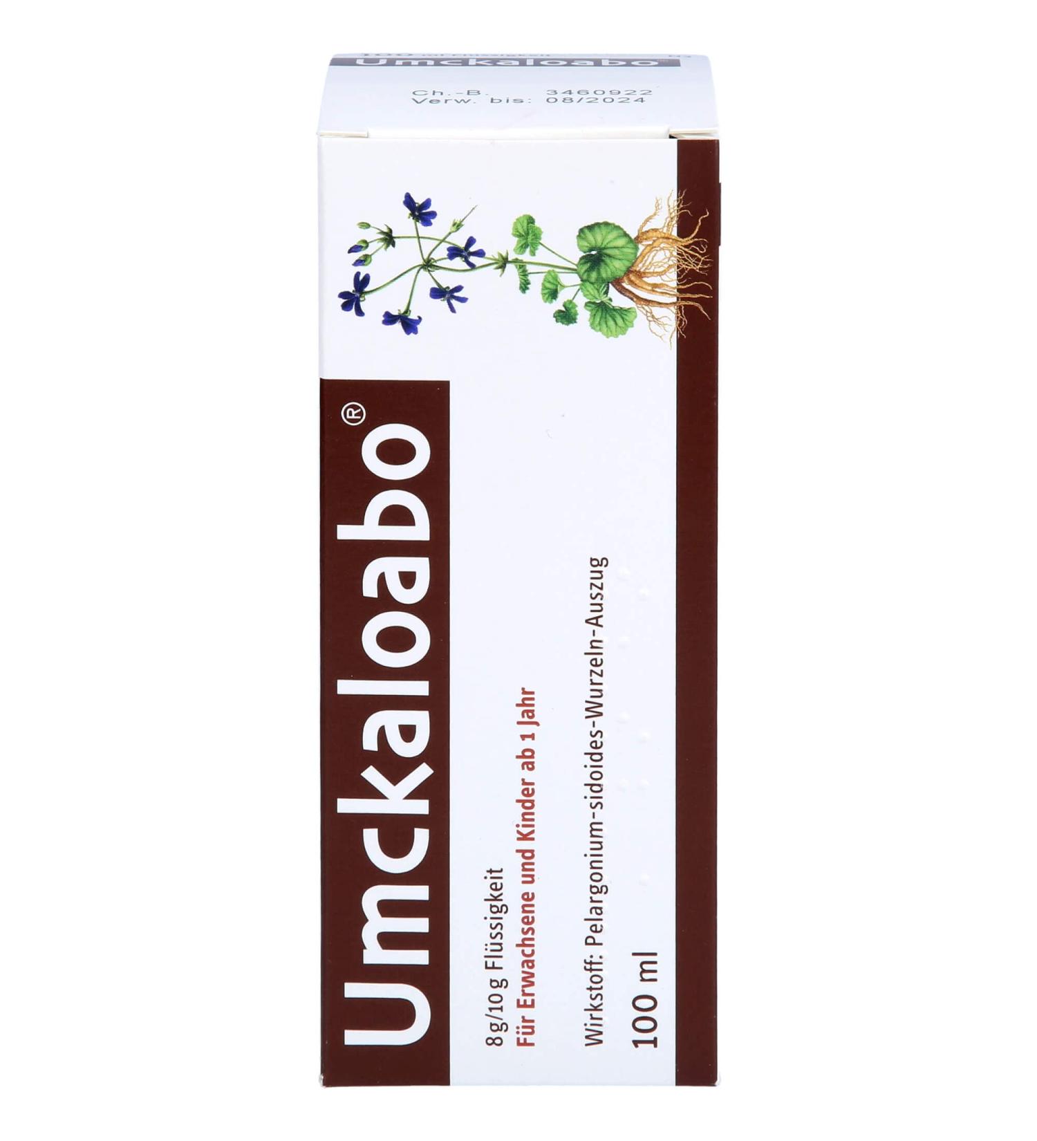 Umckaloabo Drops 100ml - Natural Relief for Cough Sore Throat & Acute Bronchitis Symptoms | Fast Healing Vegetable Drug - Buy Online on GoSupps.com