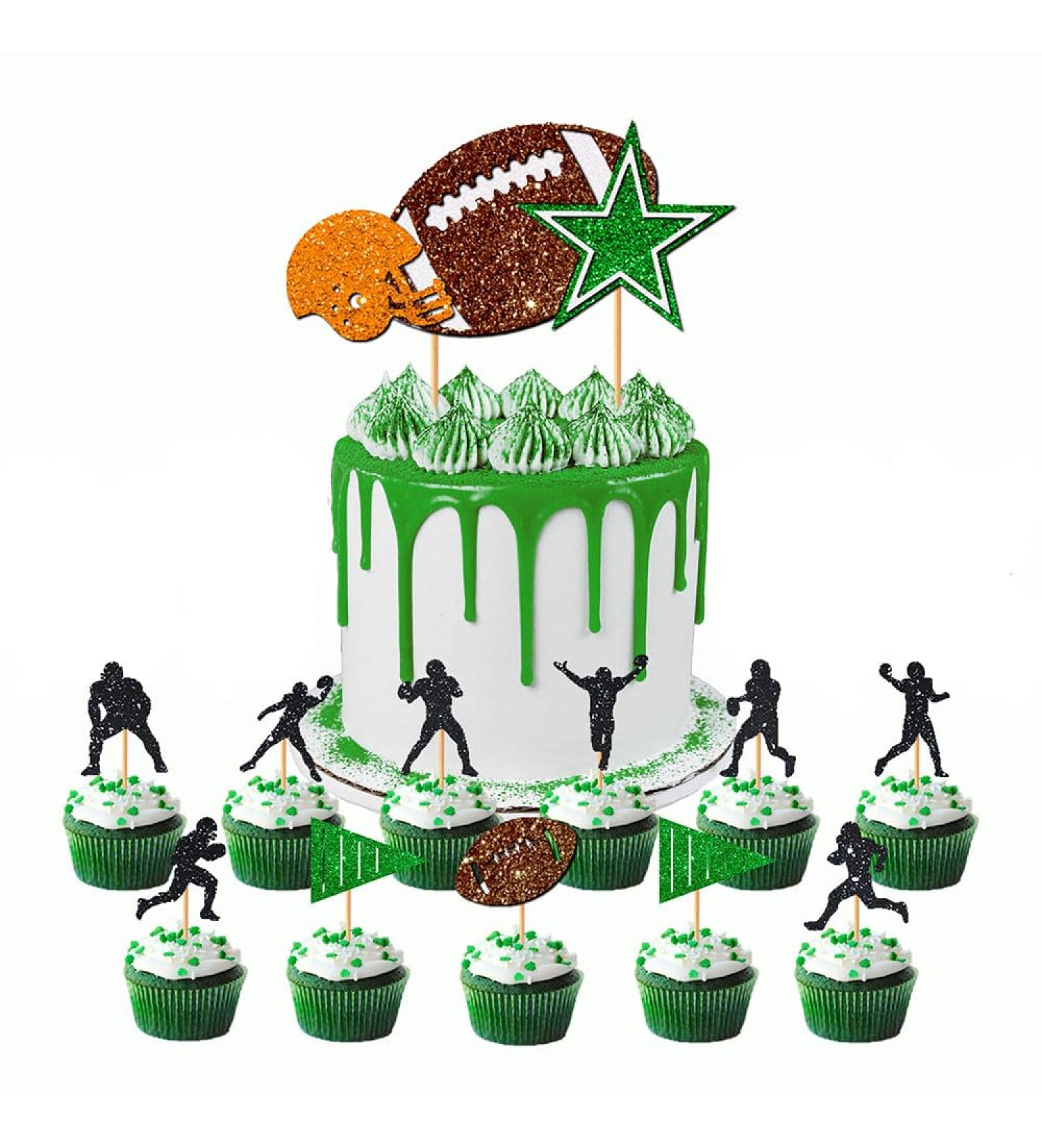 Ulfanit Super Bowl Cupcake Toppers Rugby Ball Player Party Cupcake Picks American Football Themed Baby Shower Kids Boys Man Birthday Retirement Graduation Cake Decorations Photo Booth Props - Buy Online on GoSupps.com