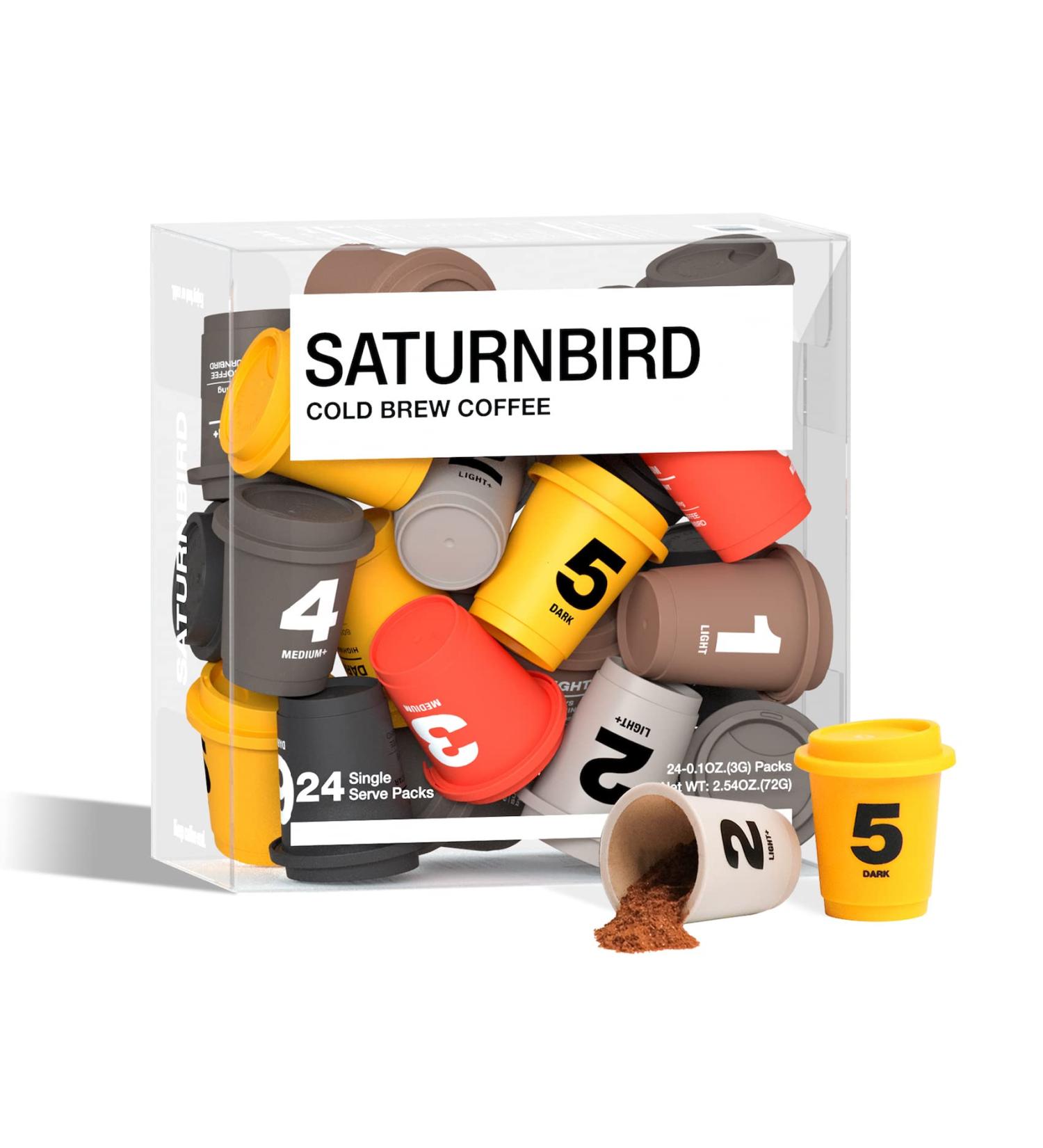 Saturnbird Instant Coffee Packets - Specialty Grade Light, Medium & Dark Roast - 6 Flavors - 100% Arabica Coffee - 24 Single Serve Packets for Camping, Traveling, Home & Office - Buy Online on GoSupps.com