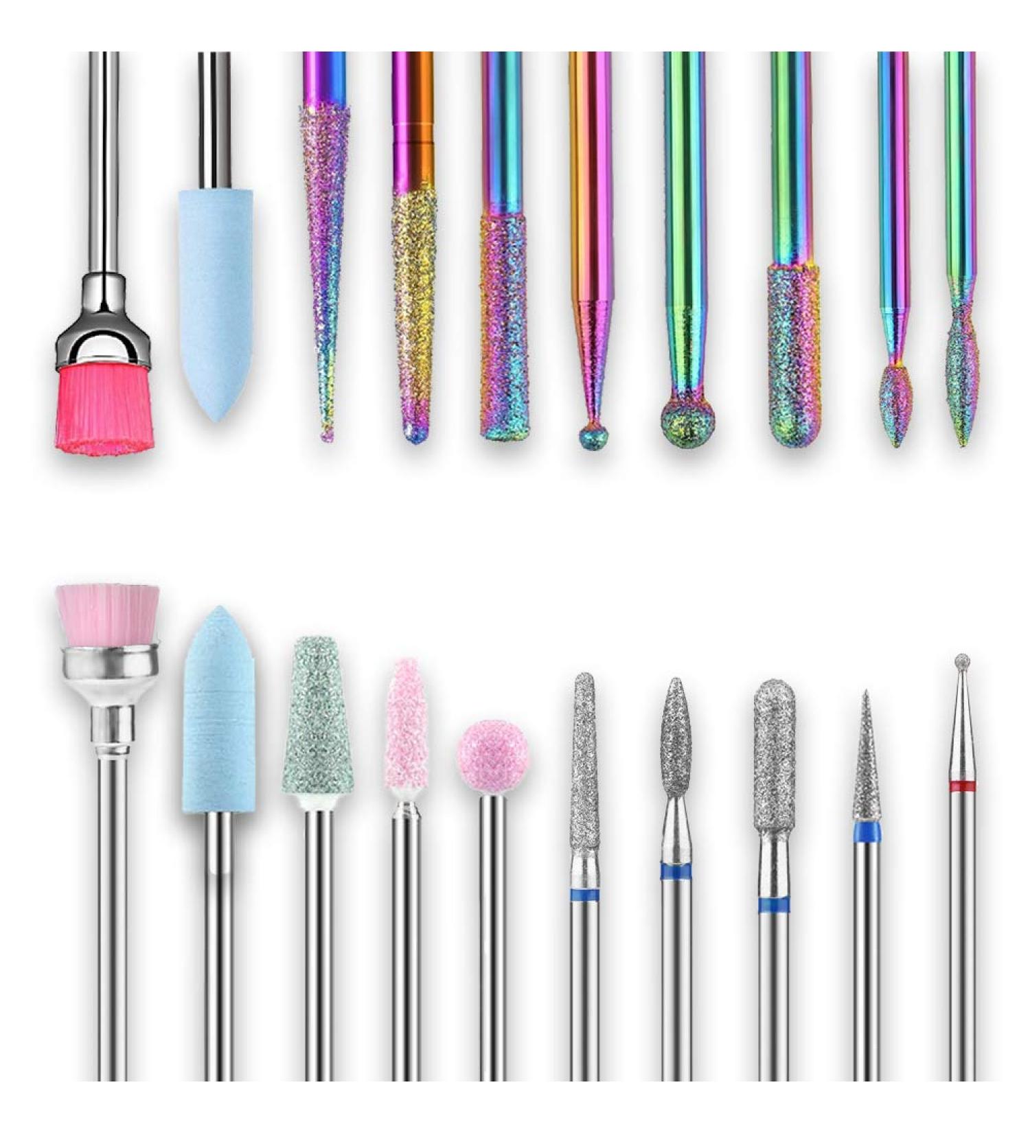 20Pcs Russian Cuticle Drill Bit Set - Diamond Nail Drill Bits for Acrylic Nails, Gel Removal, Cuticle Cleaning - 3/32 Inch Nail Efile Bits - Buy Online on GoSupps.com