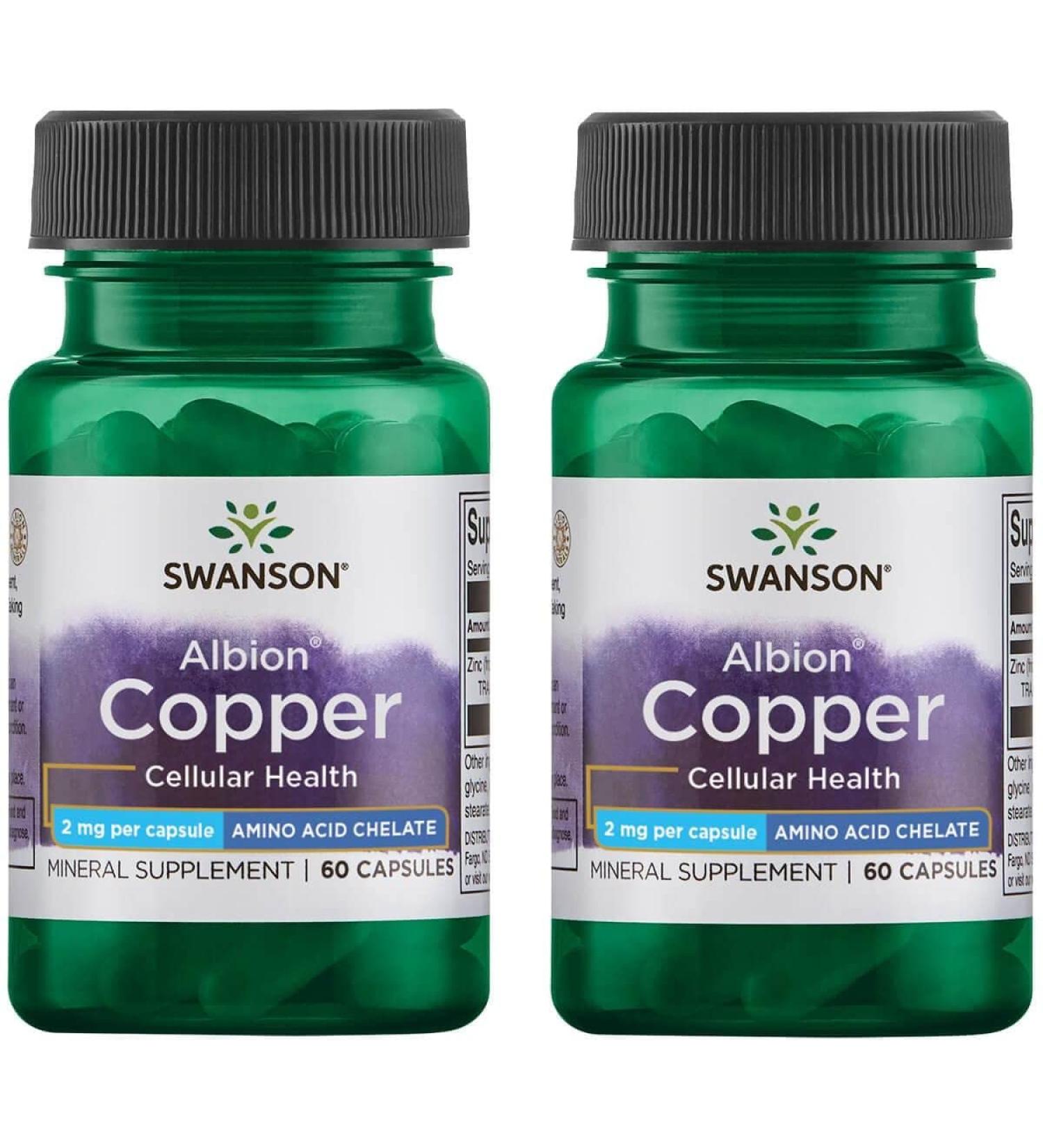 Swanson Albion Chelated Copper 2mg 60 Capsules (2 Pack) - Essential Mineral Supplement - Buy Online on GoSupps.com