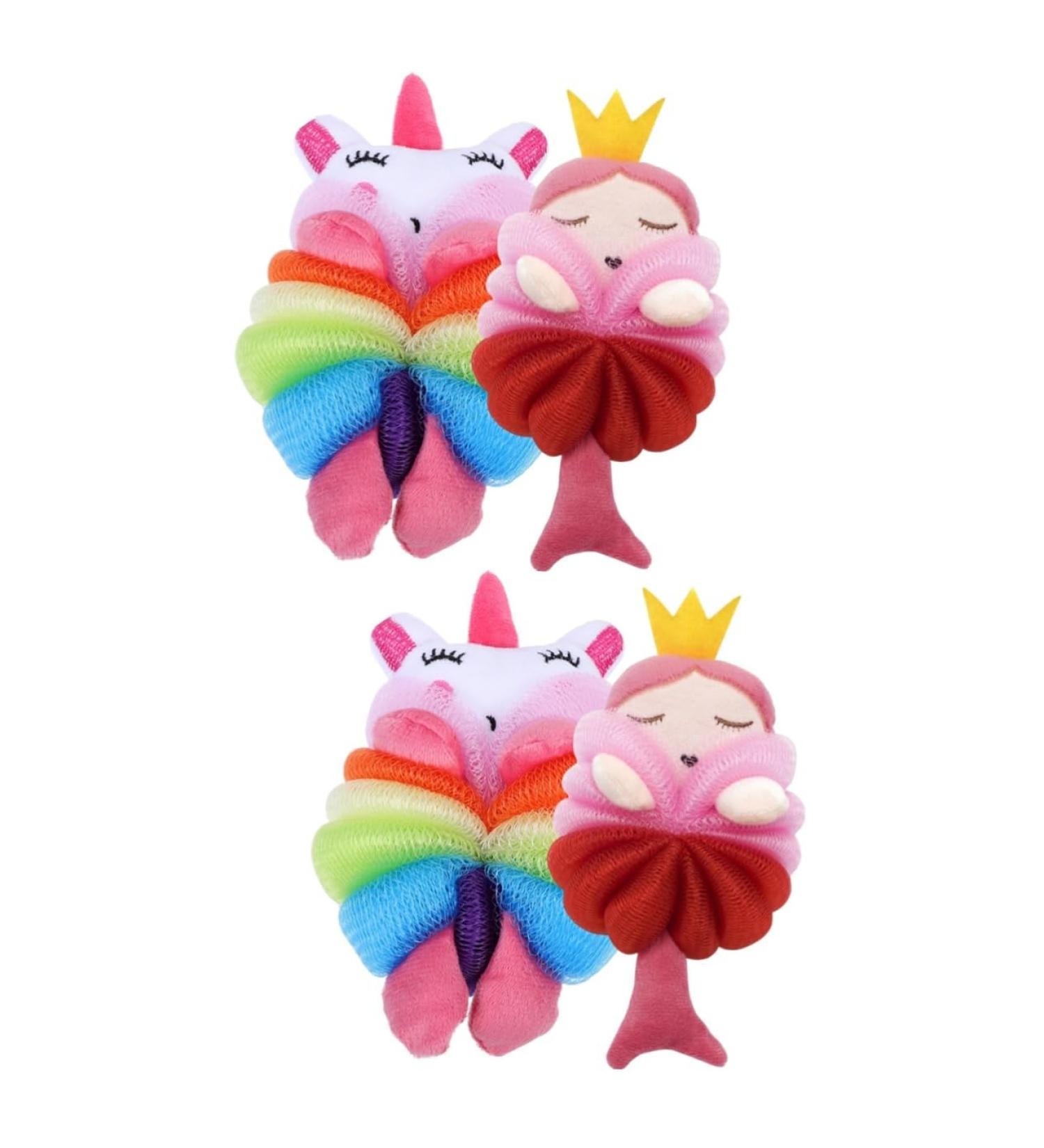 Beavorty 4 Pcs Children s Bath Balls - Cute Animal Luffa Exfoliating Shower Sponges & Mermaid Loofahs for Kids | Ideal for Gentle Cleansing & Fun Bath Time - Buy Online on GoSupps.com
