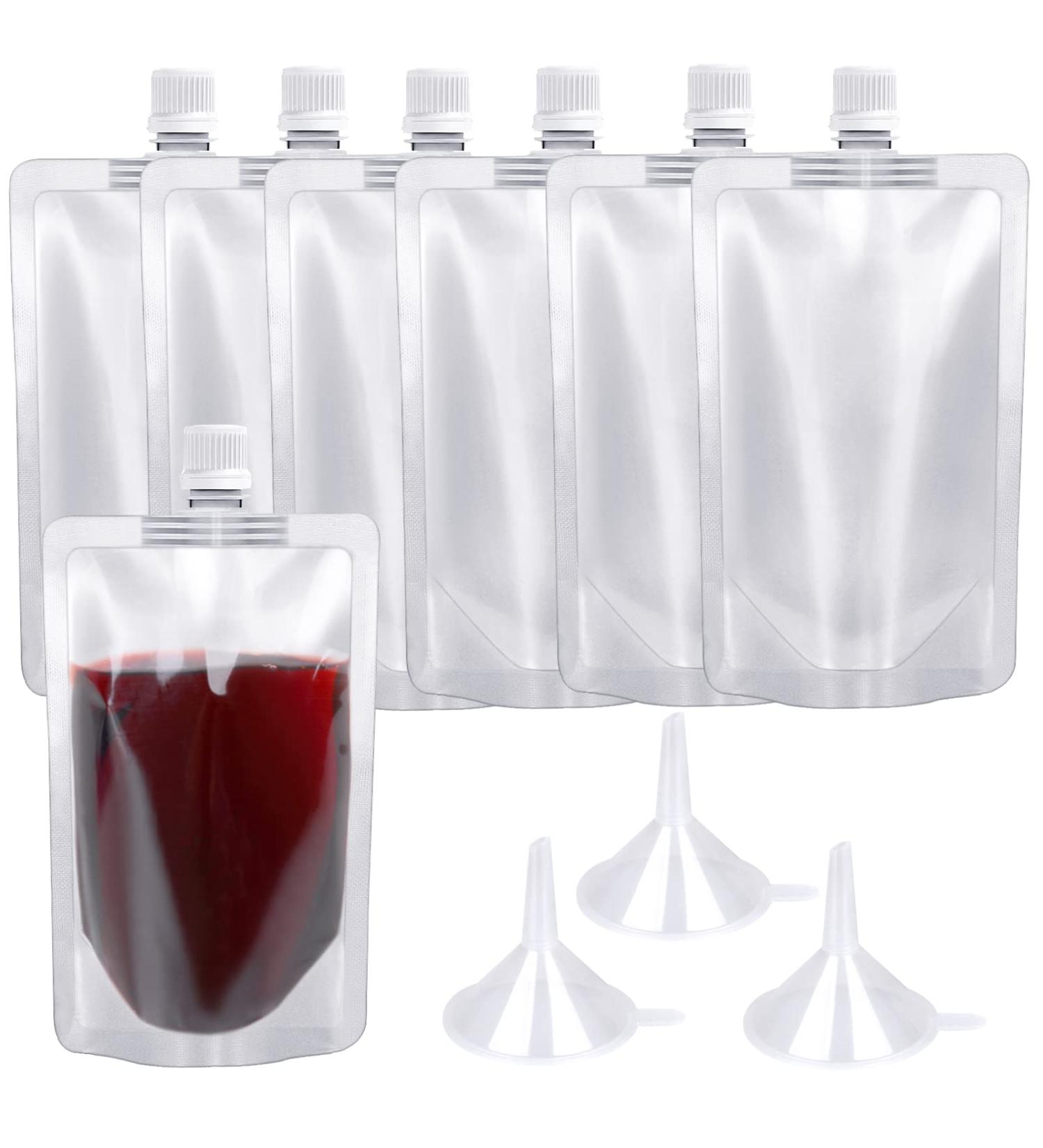 24 PCS 8 Oz Plastic Flasks - Leak-Proof Reusable Drink Pouches for Travel & Outdoor Sports (Food Grade, Concealable) - Includes 3 Funnels - Buy Online on GoSupps.com