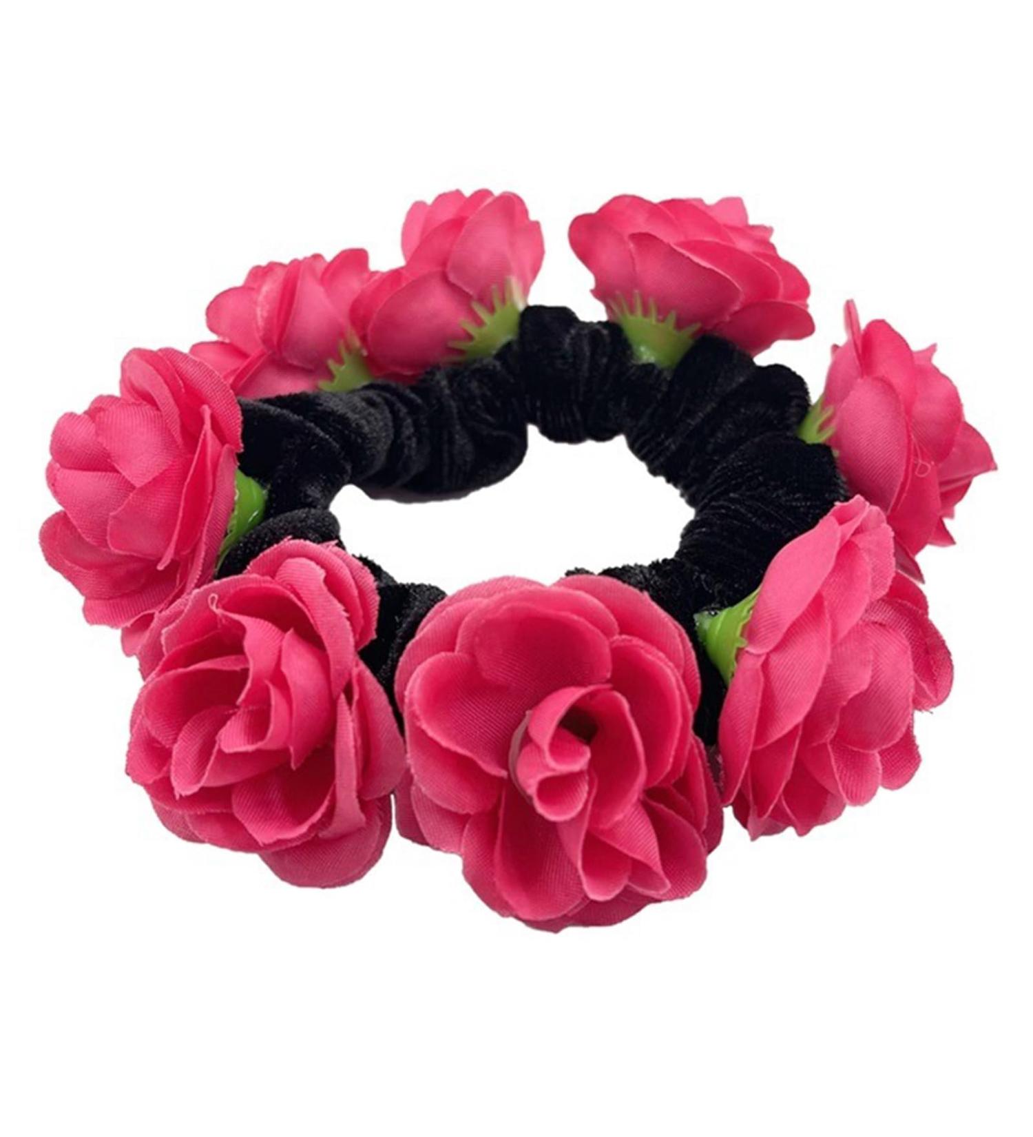 amangul Large Artificial Flower Scrunchies for Women Elastic Hair Scrunchy Bobbles Ponytail Holder Fashion French Style Hairband(Rose Red) - Buy Online on GoSupps.com