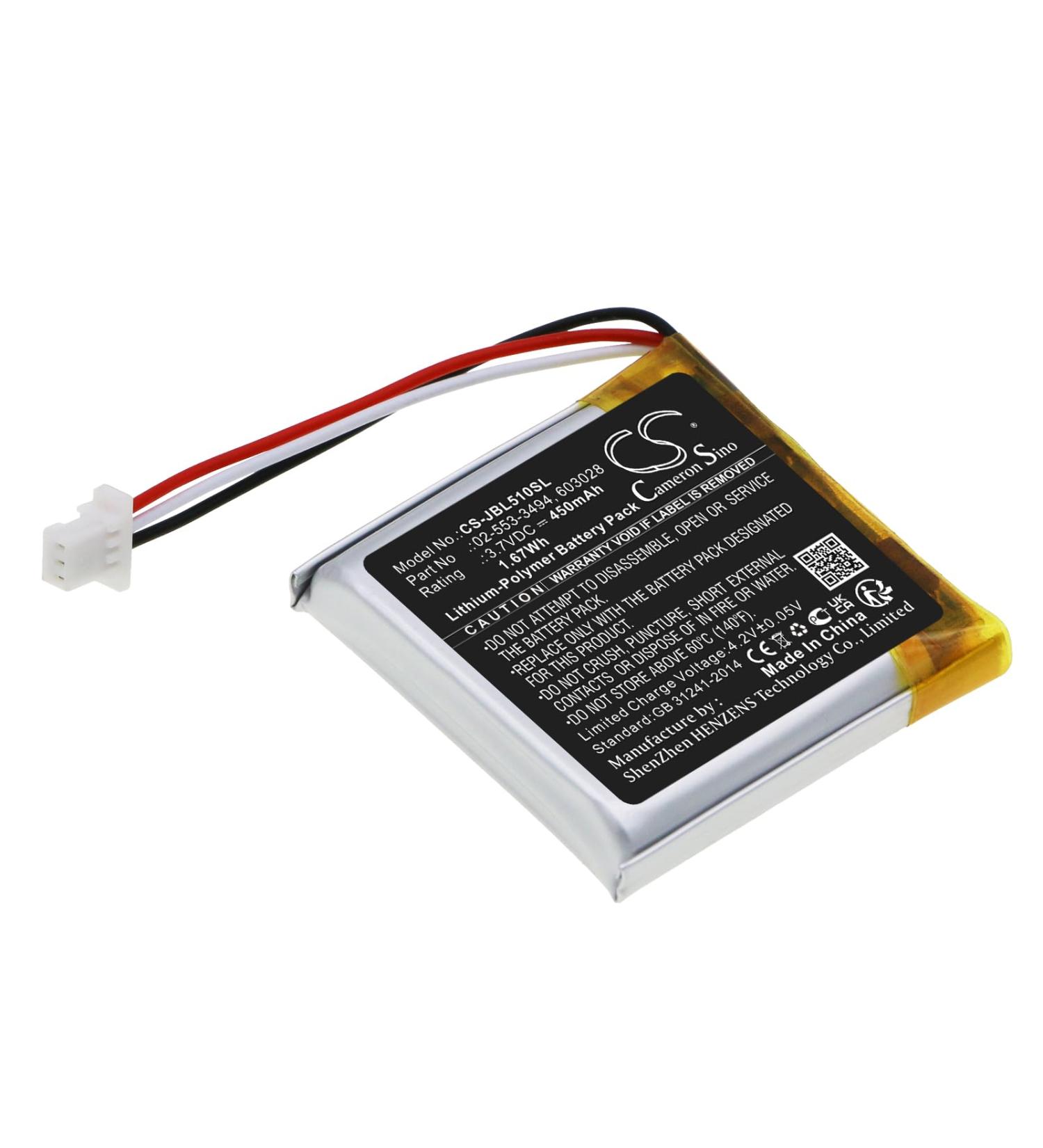 Battery Replacement for Tune 510BT - High-Quality 02-553-3494 & 603028 Compatible - Fast International Shipping - Buy Online on GoSupps.com