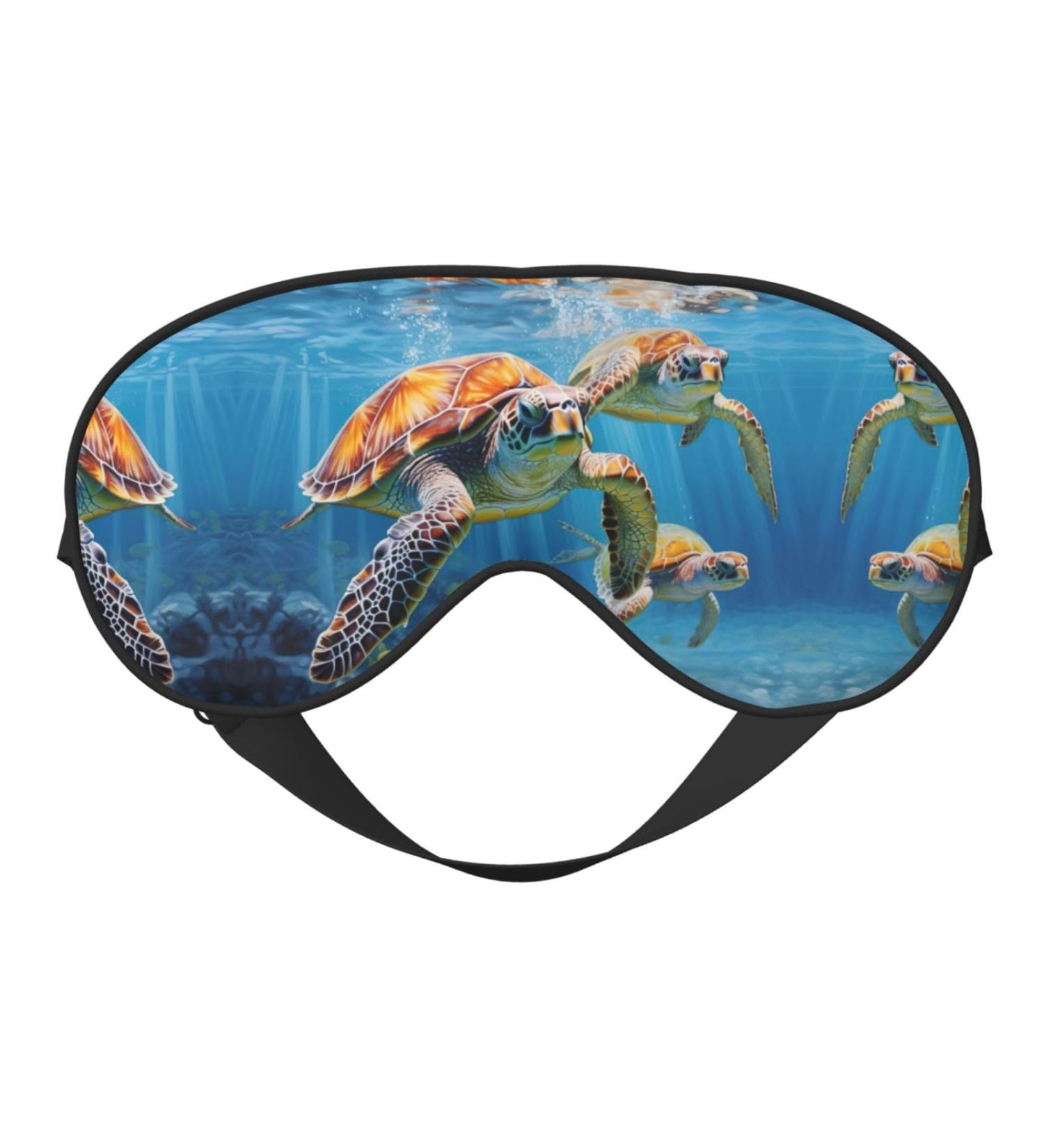 SSIMOO Sea Turtles Print Light-Blocking Eye Mask | Ultra-Soft for Comfort & Restful Sleep - International Shipping Available - Buy Online on GoSupps.com