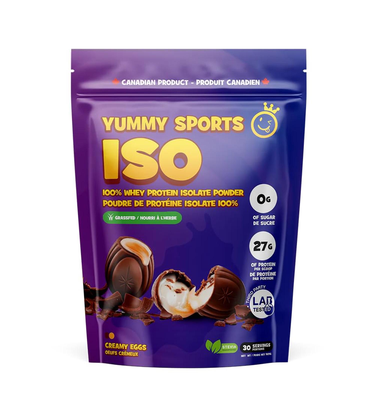 Yummy Sports Whey Protein Powder Isolate - 27g Protein Per Serving - Grass Fed Fast Absorbing Protein - Vegan Zero Sugar Keto Friendly Protein Supplement - 30 Servings 2 LBS - Creamy Eggs - Buy Online on GoSupps.com