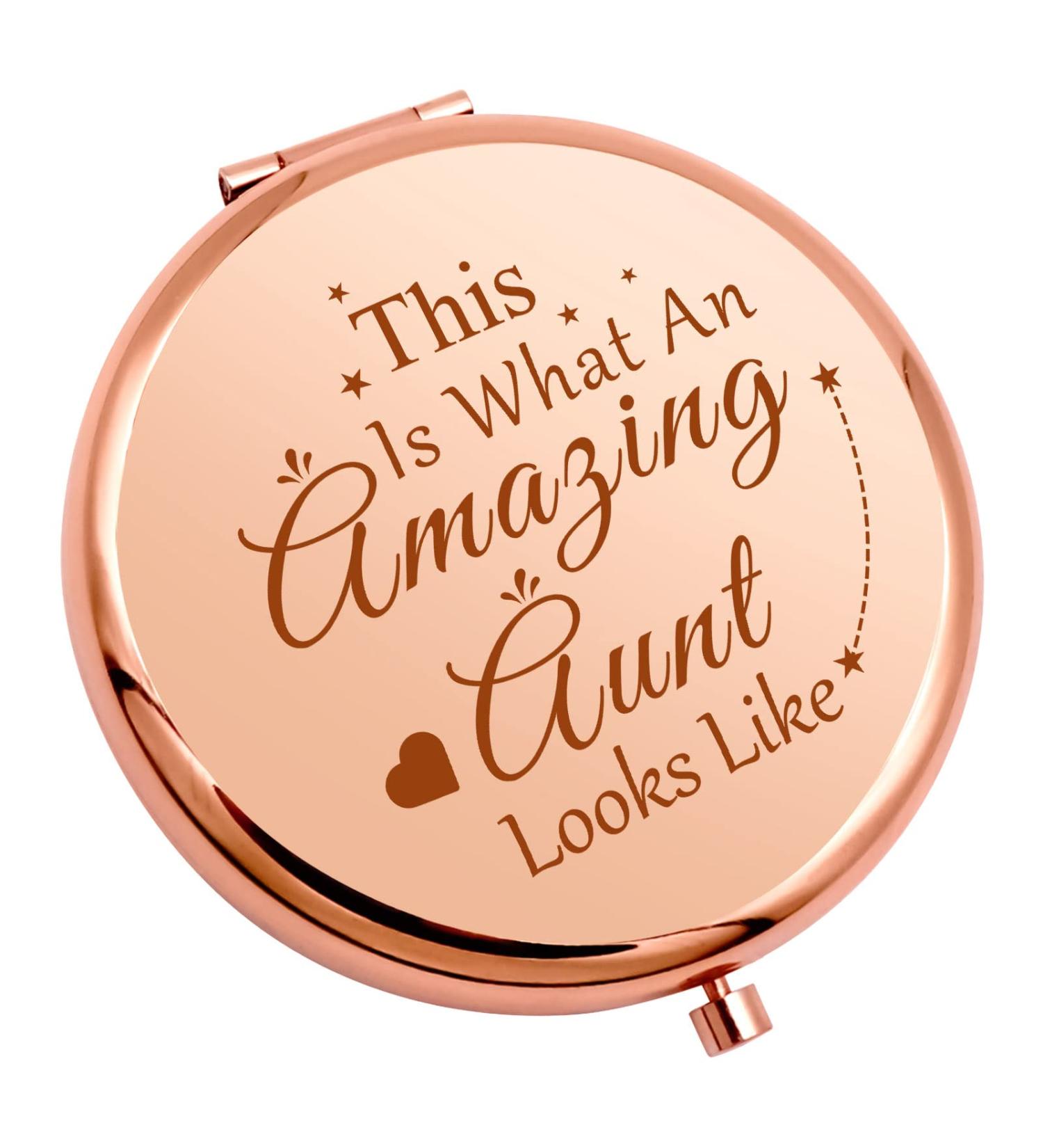 Auntie Compact Mirror Gift from Niece/Nephew | Birthday/Retirement Appreciation & Travel Makeup Mirror - Buy Online on GoSupps.com