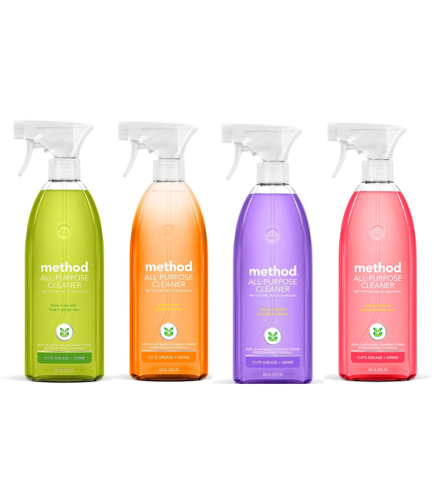 Method All Purpose Cleaner Spray Variety Pack - Grapefruit Lavender Ginger Yuzu & Lime + Sea Salt Scents | Bundle of 4 | 28 Oz | Eco-Friendly & Effective - Buy Online on GoSupps.com