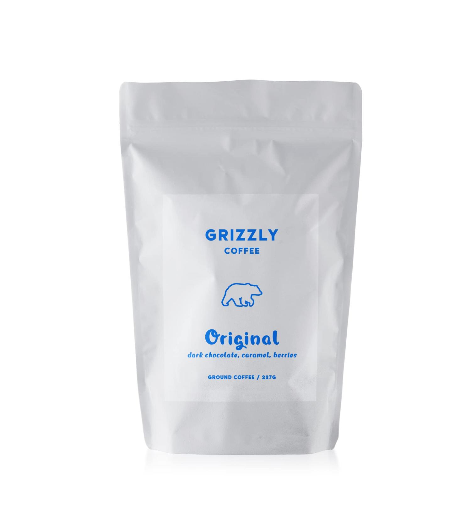 Grizzly Coffee - Original | Original Coffee Beans | Notes of Dark Chocolate Caramel Berries | 227g | Rainforest Alliance Certified | Ethically Sourced | (Ground)