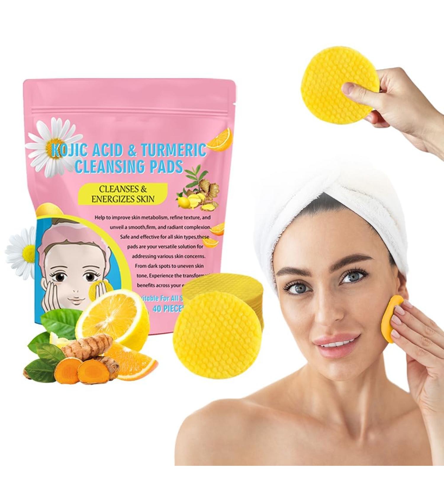 Turmeric Cleansing Pads (120 PCS) - Kojic Acid & Compressed Facial Sponges for Deep Cleaning & Exfoliating | New 2024 - Buy Online on GoSupps.com
