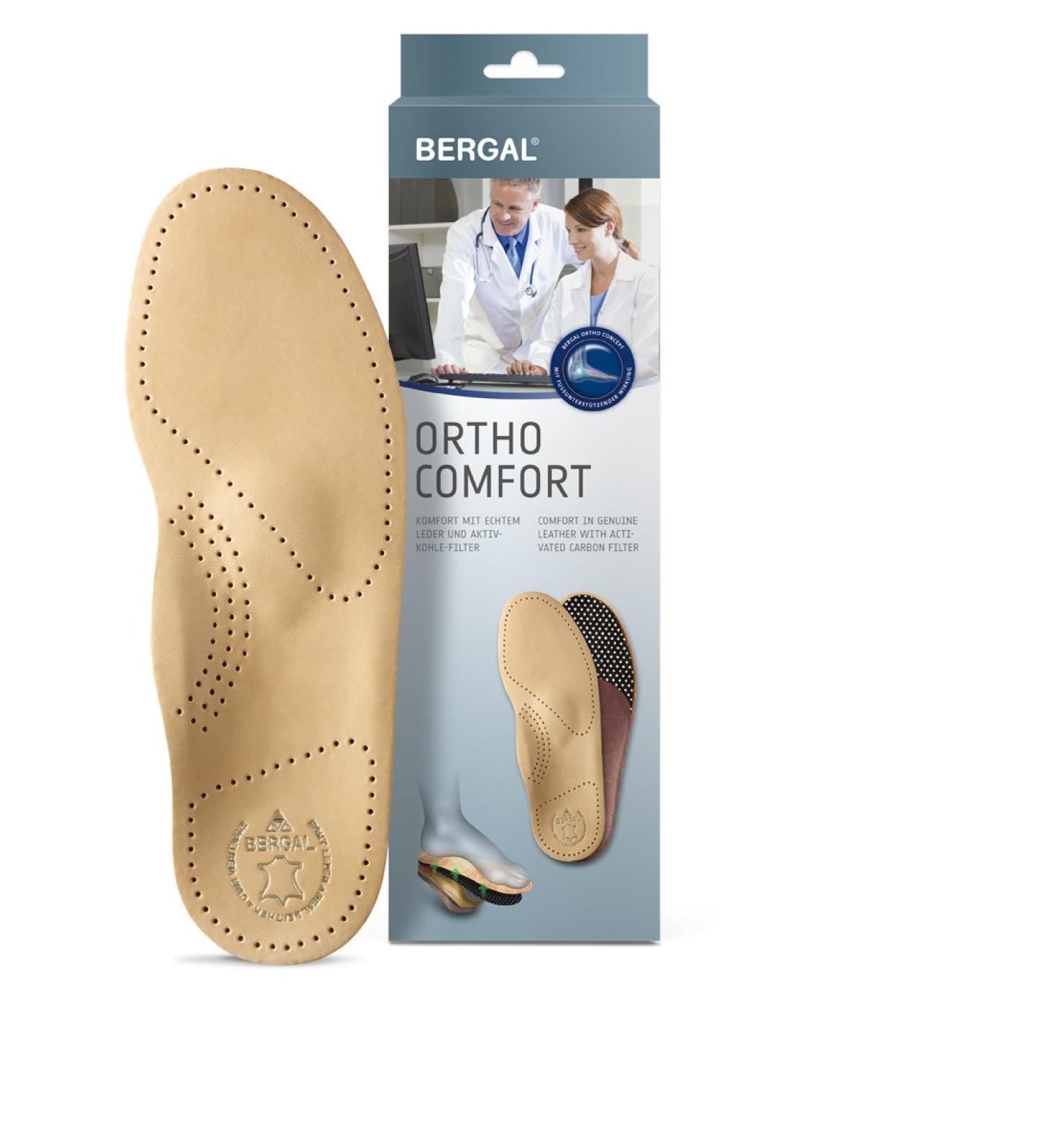 Bergal Ortho Comfort Orthopedic Insoles for Men - Genuine Leather Size 41 - Enhance Foot Support | International Shipping - Buy Online on GoSupps.com