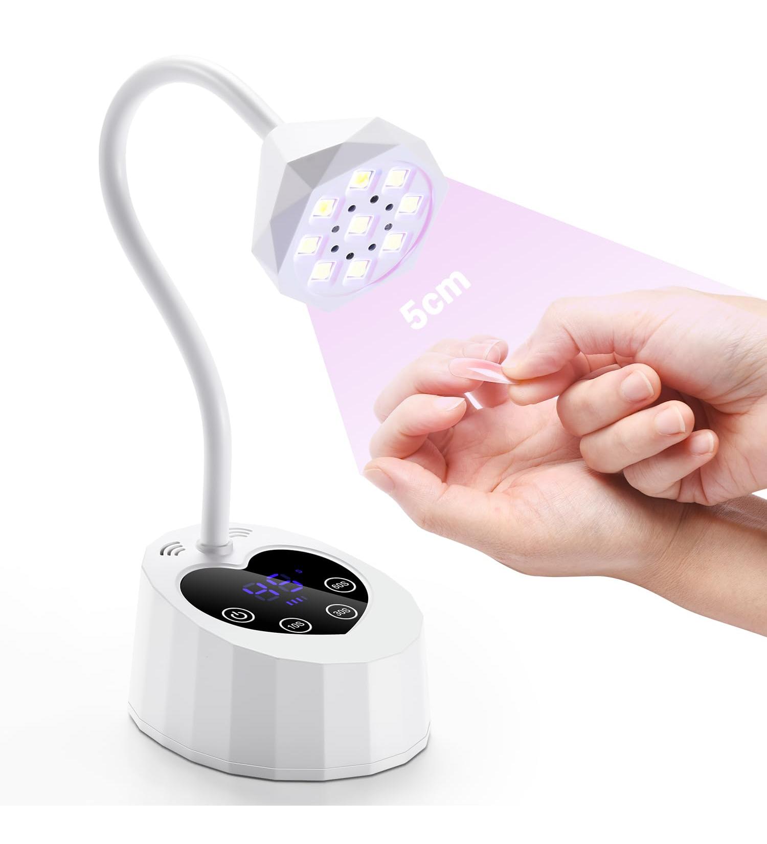 Buy UV LED Nail Lamp with Auto Sensor - Cordless & Rechargeable 3 Timers for Gel & Acrylic Nails | Quick Cure Gooseneck Light for Salon & Home DIY - Buy Online on GoSupps.com
