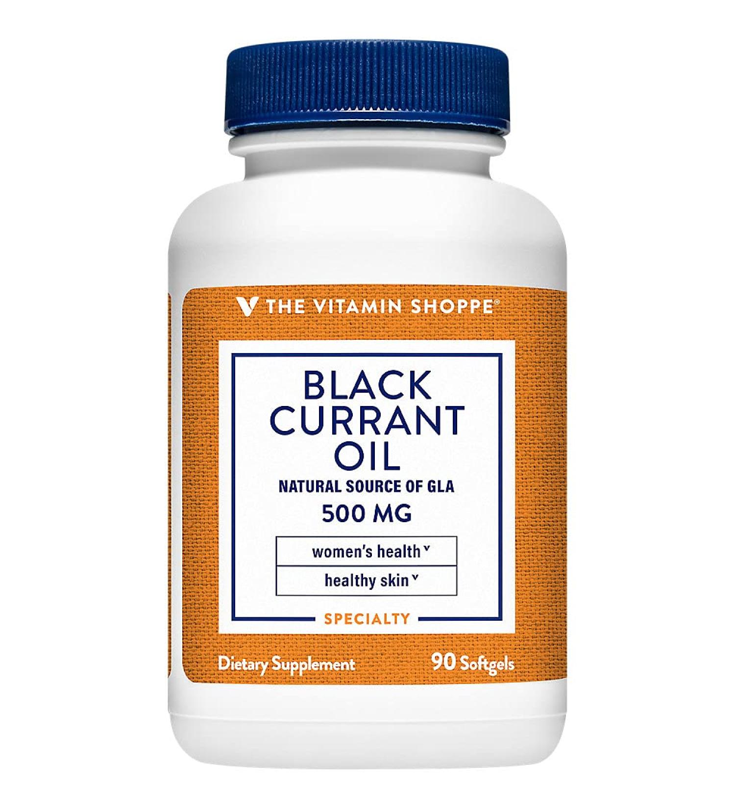Buy Vitamin Shoppe Black Currant Oil 500MG - Natural GLA for Healthy Skin & Women's Health (90 Softgels) - Fast International Shipping - Buy Online on GoSupps.com