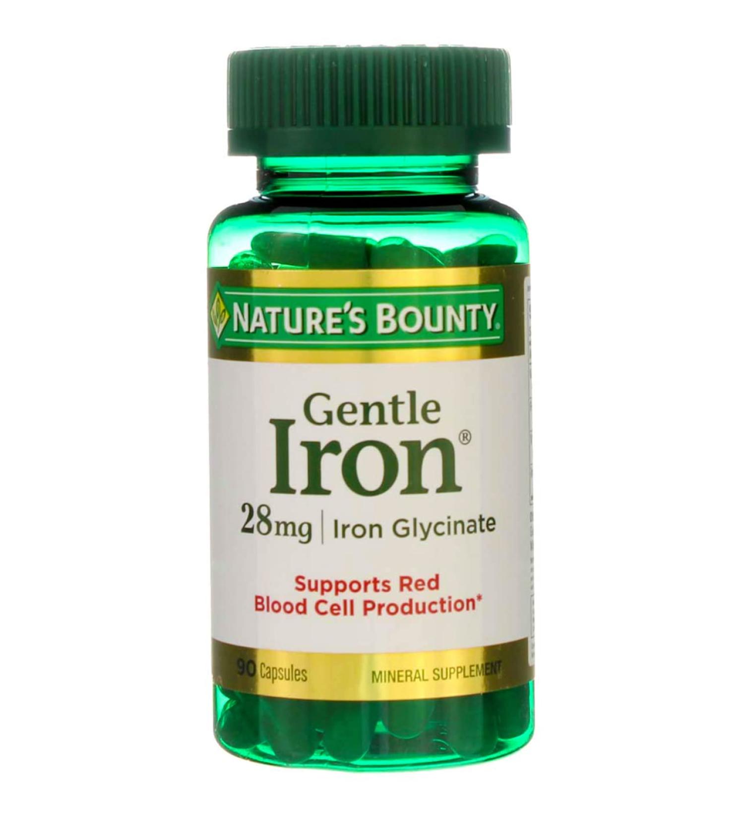 Nature's Bounty Gentle Iron 28mg - 90 Capsules | Non-Constipating Iron Supplement - Buy Online on GoSupps.com