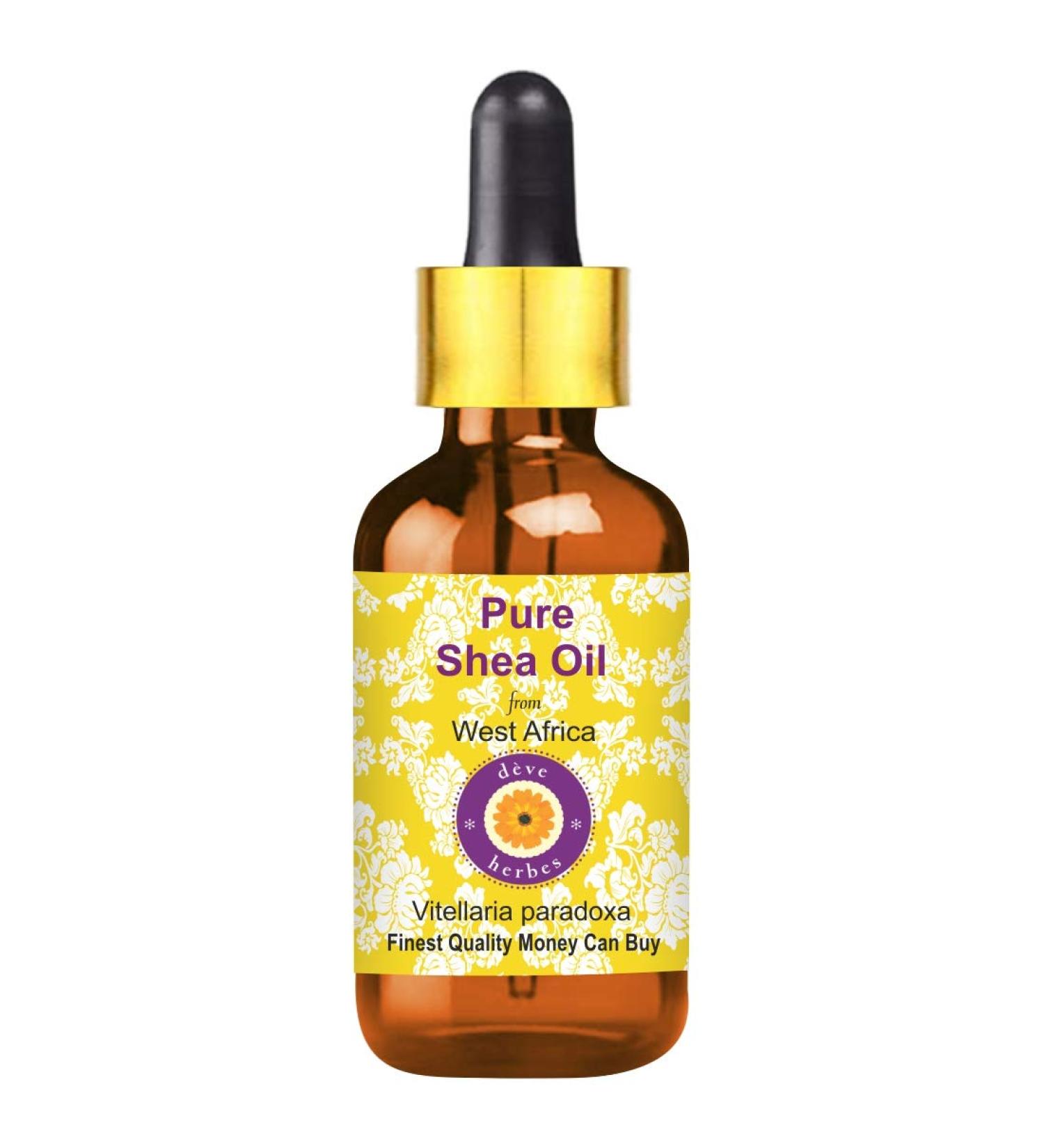 Deve Herbes Pure Shea Oil 15ml with Glass Dropper | 100% Natural Vitellaria Paradoxa - Perfect for Skin & Hair Care - Buy Online on GoSupps.com
