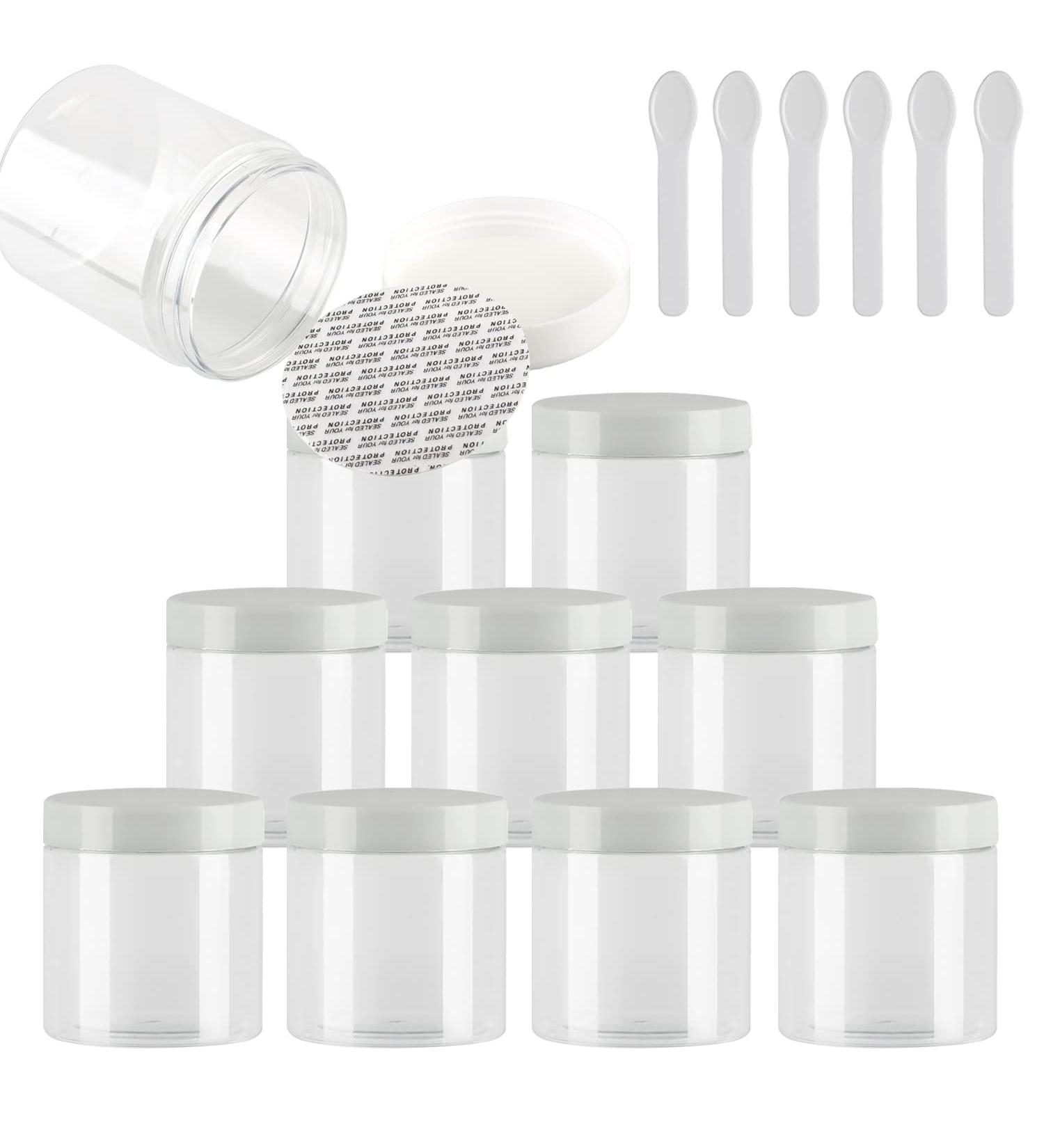 Buy Tianzd 12-Piece Small 250ml Transparent Plastic Cream Cans with White Lids - Perfect for Cosmetics & Creams - Includes 6 Spatulas - International Shipping Available - Buy Online on GoSupps.com