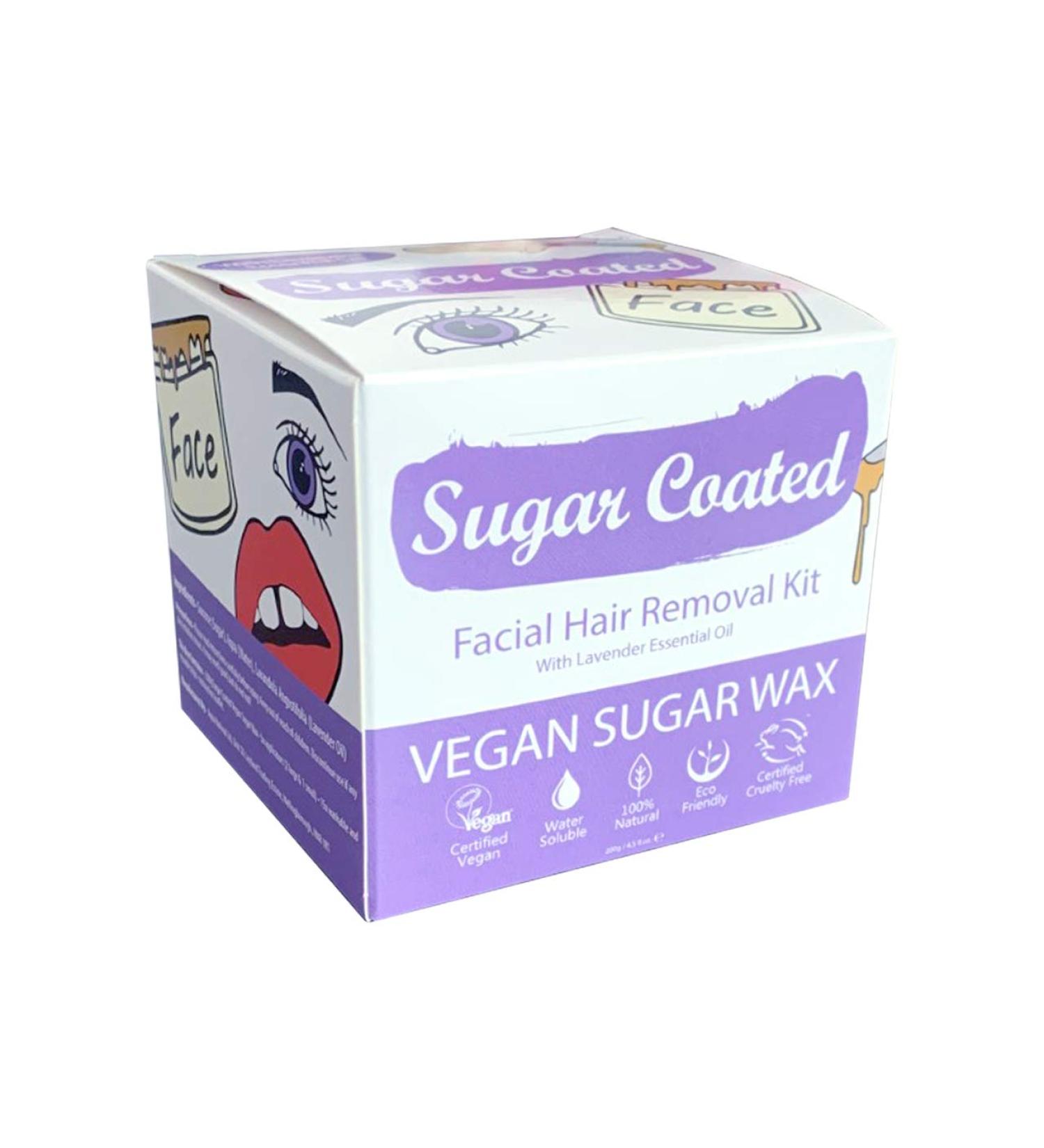 Best Sugar Coated Hair Removal Wax Kit for Facial Hair | Lavender Oil Waxing Kit with Wax Strips - 200g - Buy Online on GoSupps.com