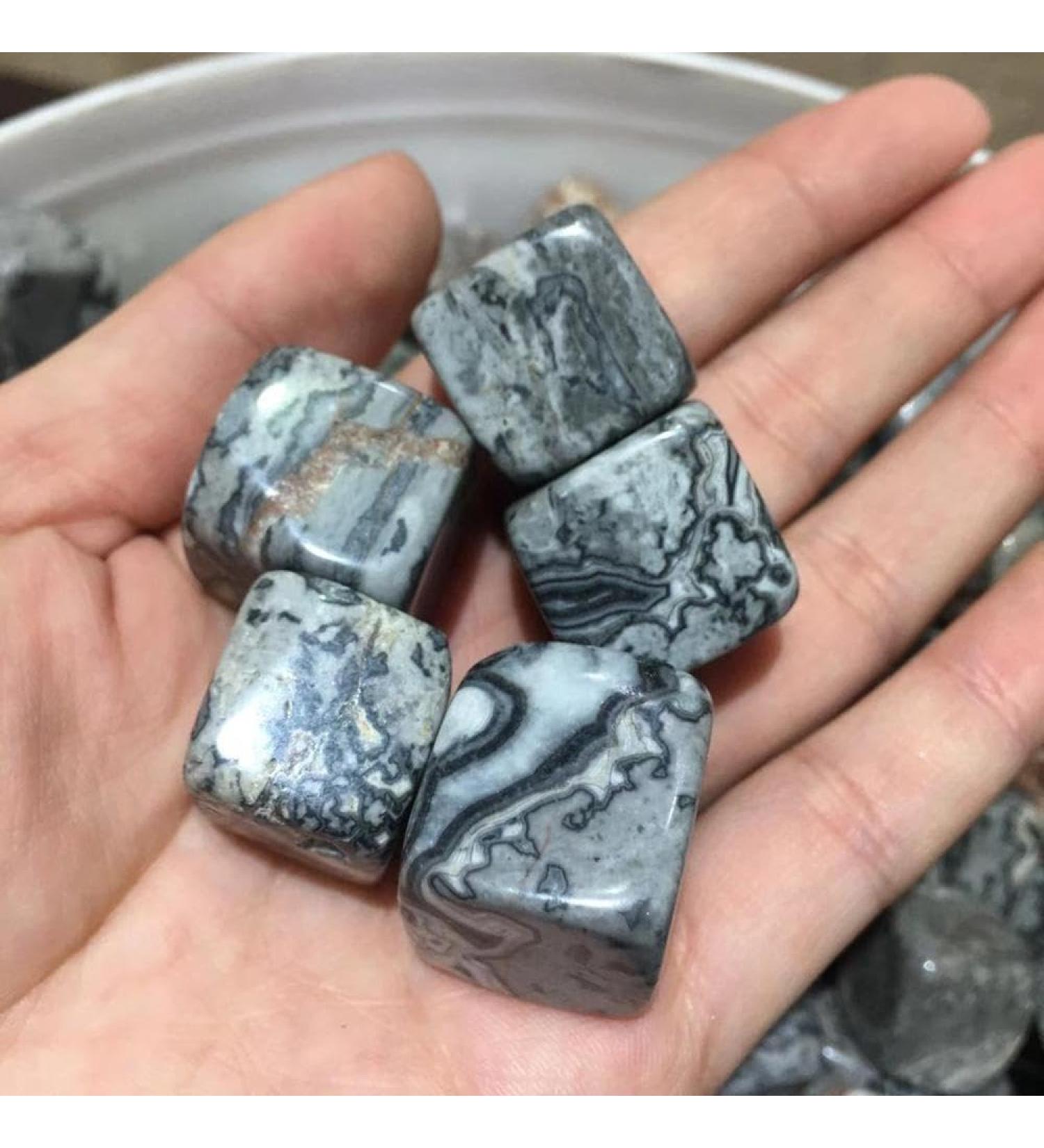 5pcs Pretty Natural Picasso Stone Cubic Crystal Polished Tumbled Stones Cube Collectible Minerals Specimen for Home Decor - Buy Online on GoSupps.com