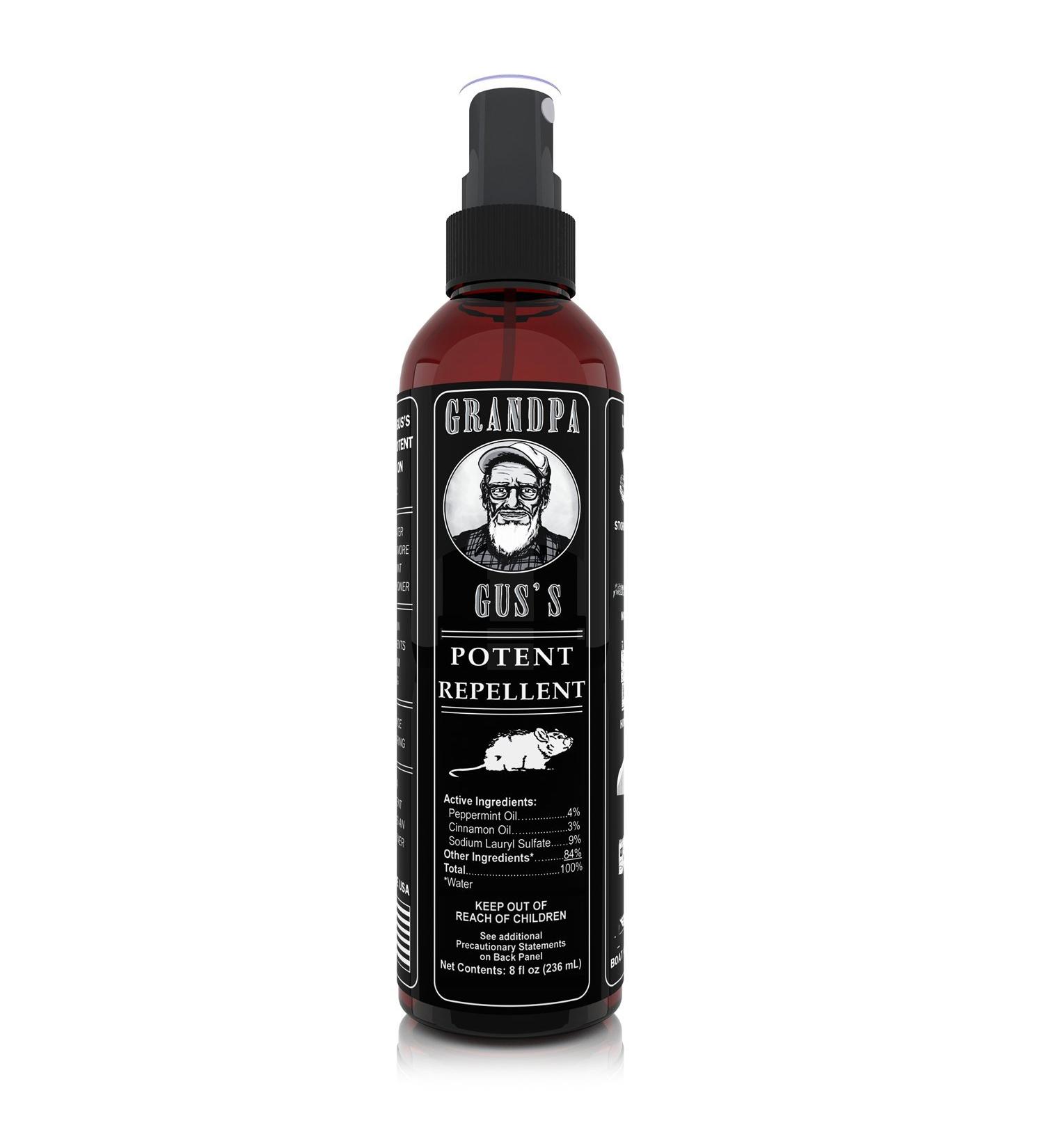 Grandpa Gus's 8 Oz Mouse Rodent Repellent Spray - Peppermint & Cinnamon Oil Formula | Repels Mice & Rats from Nesting in Homes, RVs, Boats, Cars | Deters Chewing in Storage & Wiring - Buy Online on GoSupps.com