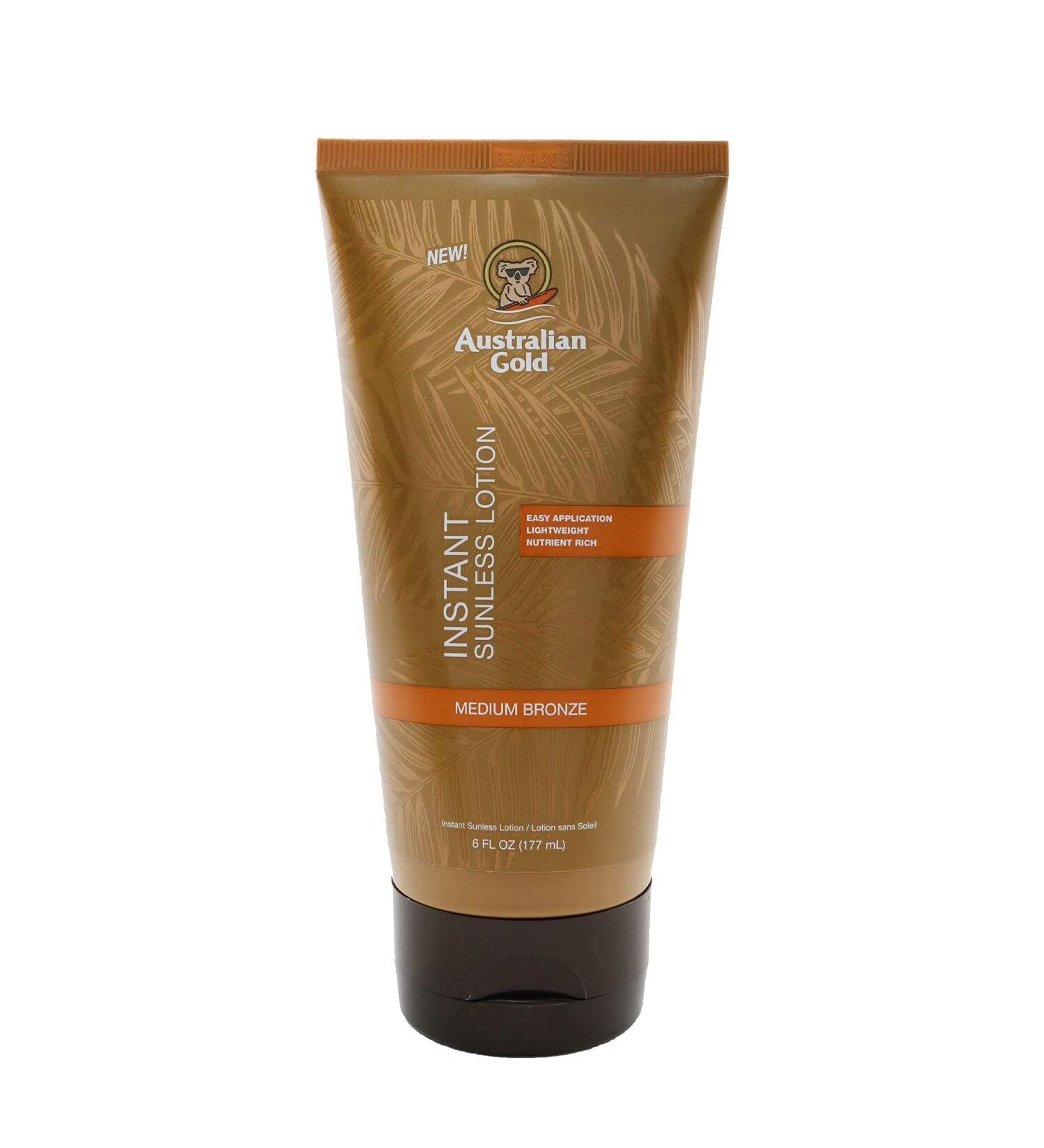 Australian Gold Instant Sunless Tanning Lotion 6 oz | Rich Bronze Color with Fade Defy Technology | Energizing and Softening Formula | New Packaging - Buy Online on GoSupps.com