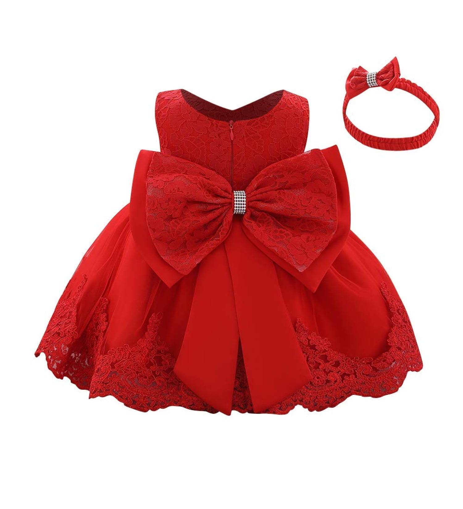 FYMNSI Baby Girl Baptism Christening Dress with Lace Floral Embroidery | Formal Party Wedding Gown for 9-12 Months | Red - Buy Online on GoSupps.com