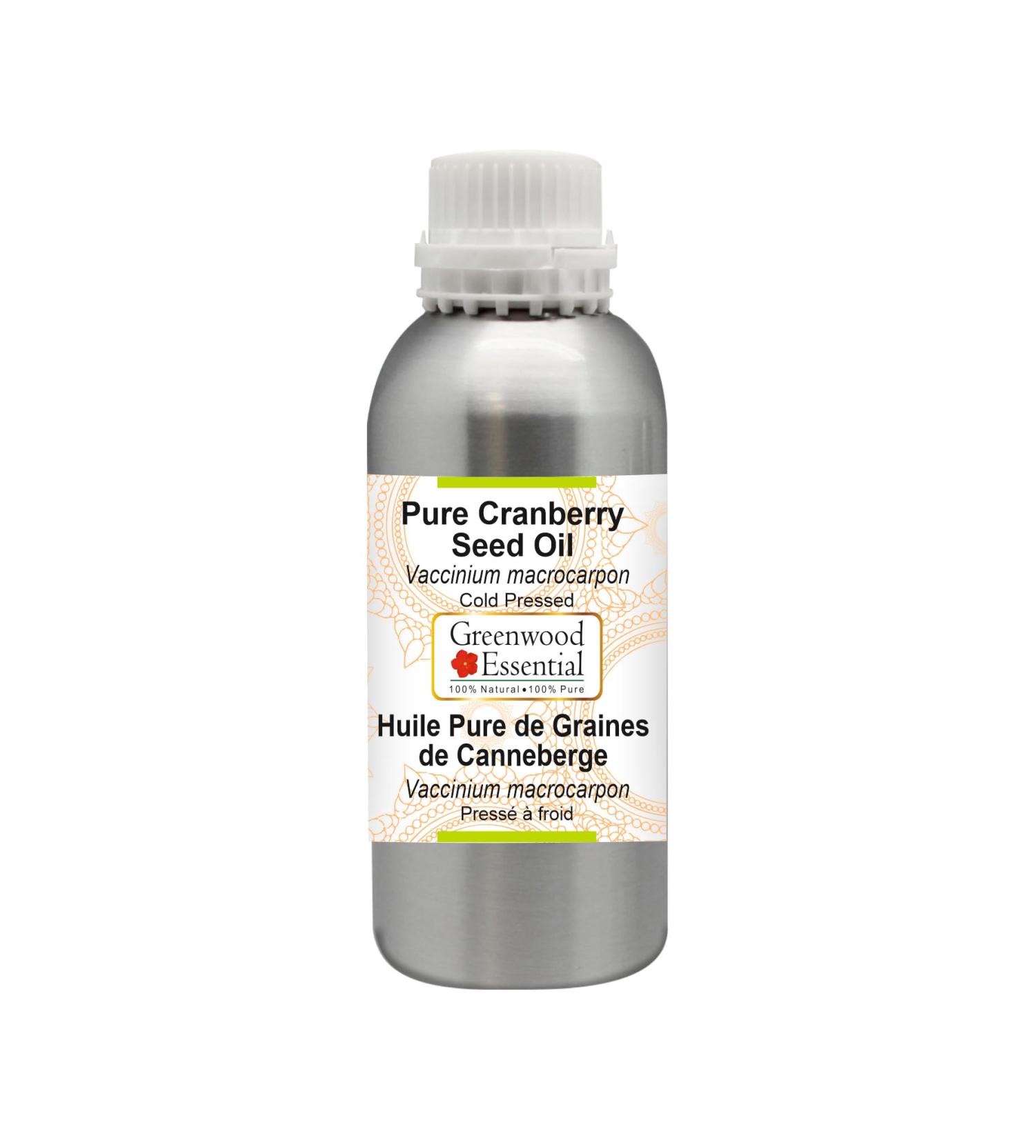 Greenwood Essential Natural Cranberry Seed Oil 300ml - Therapeutic Quality Cold-Pressed 100% Pure Oil for Healthy Skin & Hair - Buy Online on GoSupps.com