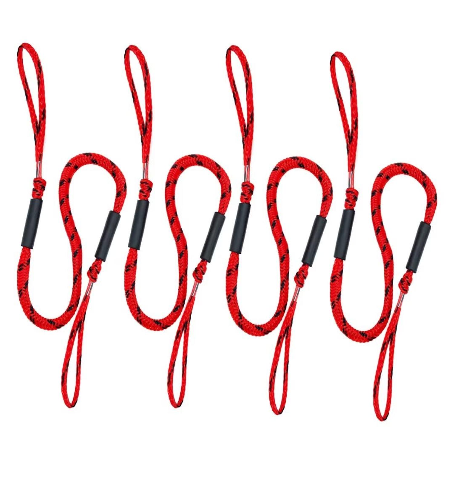 4 Pack Black&Red Bungee Dock Lines - Shock Absorb Dock Tie for Boat, PWC, Jet ski, Pontoon, Kayak, Canoe - 4-5.5 ft Mooring Rope - Watercraft Accessories - Buy Online on GoSupps.com