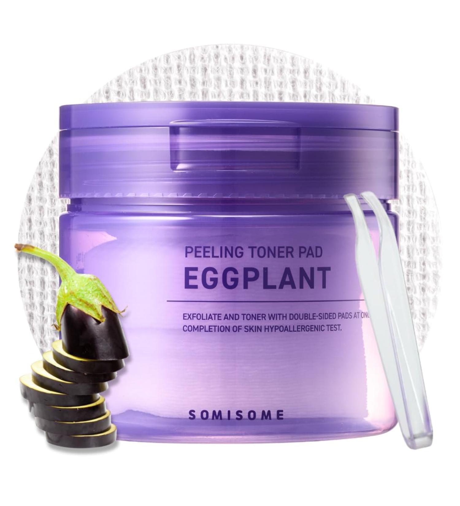 Eggplant Peeling Toner Pads Korean Toner Pads Exfoliating Dual Action for Pore Care & Skin Barrier Improves Rough and Dull Skin Removes Dead Skin & Blackheads Dual Side Cotton 50 Pad Egg Plant - Buy Online on GoSupps.com