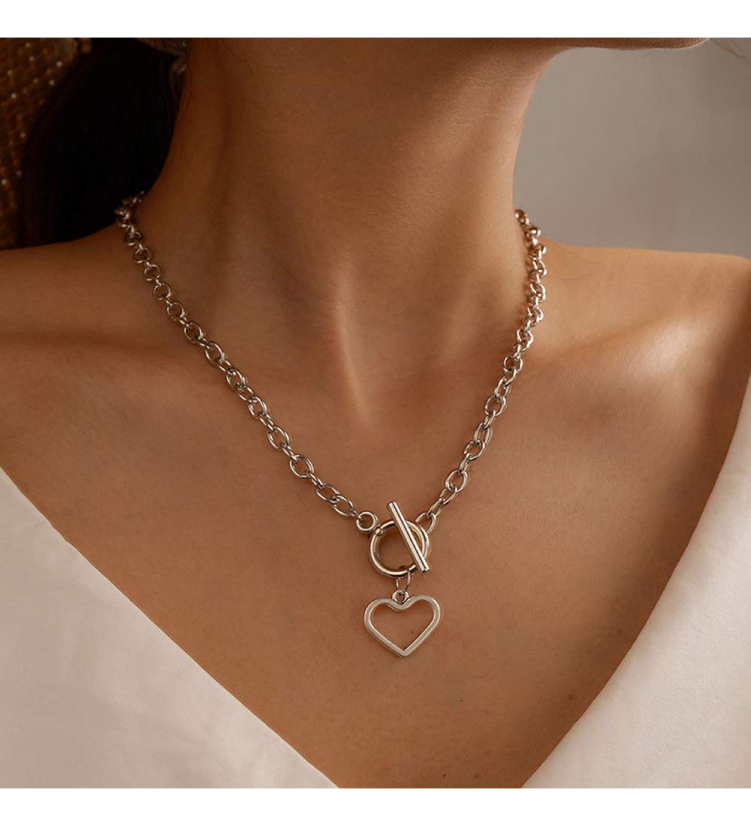Missgrace Dainty Love Layered Choker Necklaces - Handmade Silver Pendant Set for Women & Girls - Adjustable Multilayer Chains - Buy Online on GoSupps.com
