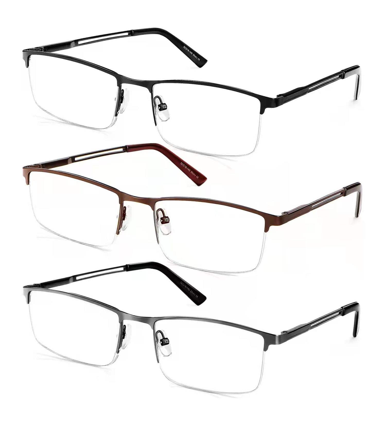 OENEYE 3 Pack Blue Light Blocking Reading Glasses for Men - Stylish Metal Frame Readers | Comfort Spring Hinges | Multicolor - 1.75x - Buy Online on GoSupps.com