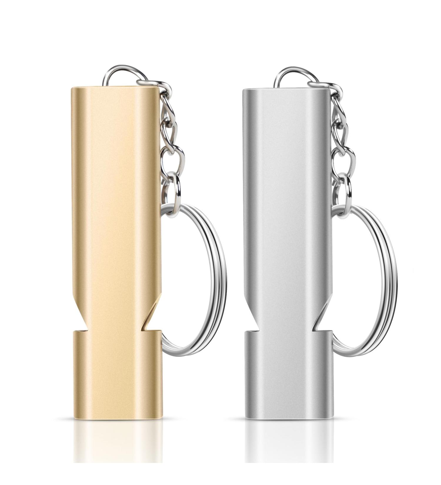 Flintronic Trill Pipe - Emergency Metal Signal Pipe with Key Rings for Camping & Survival | 2 Pack in Gold Silver Black - Buy Online on GoSupps.com