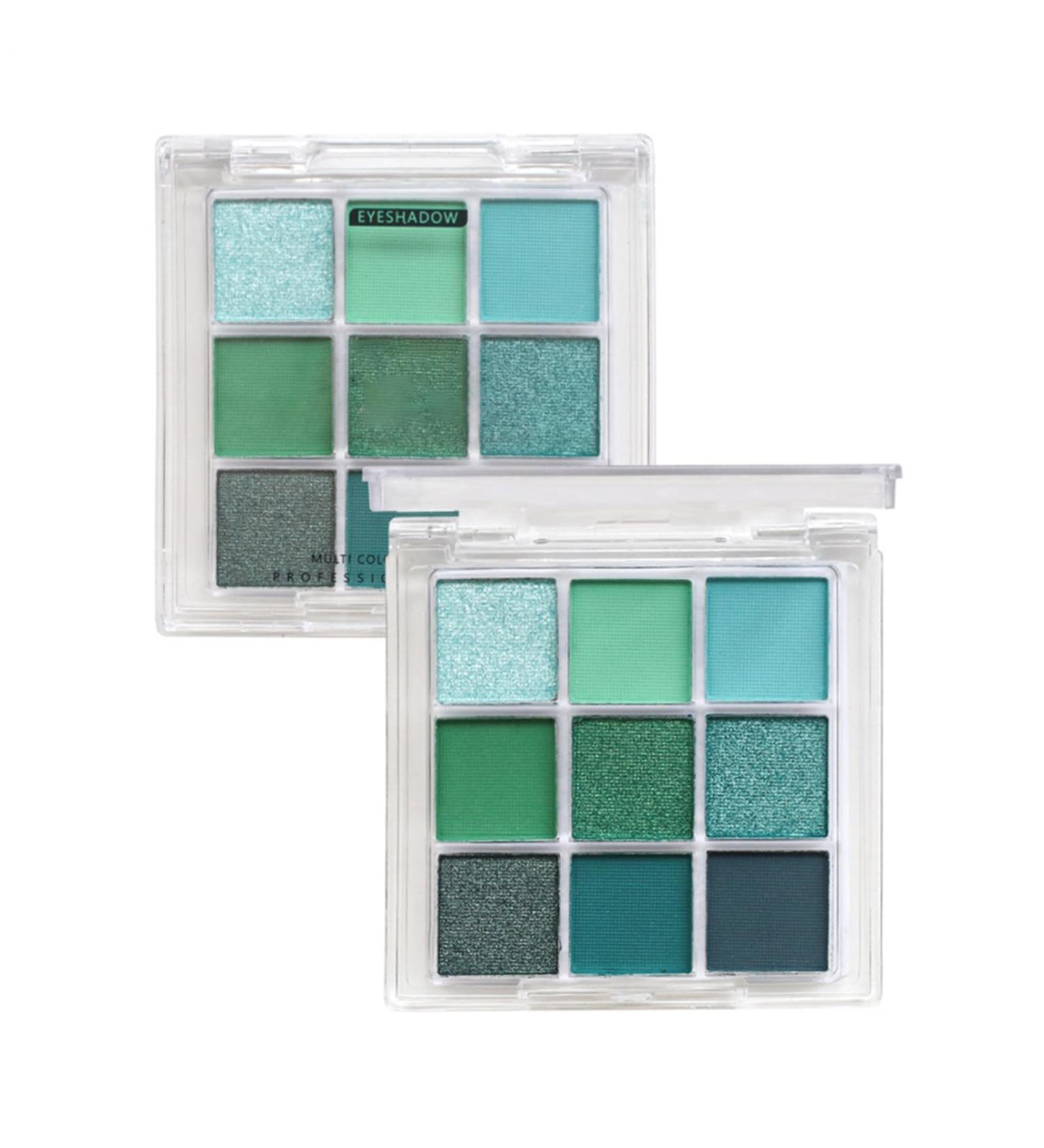 Green Eyeshadow - Matte & Glitter Eyeshadow Glitter Green Eyeshadow | 9 Matte Pearlescent Pigmented Eyeshadow Palette - Professional Glitter Eye Makeup & Waterproof - Buy Online on GoSupps.com