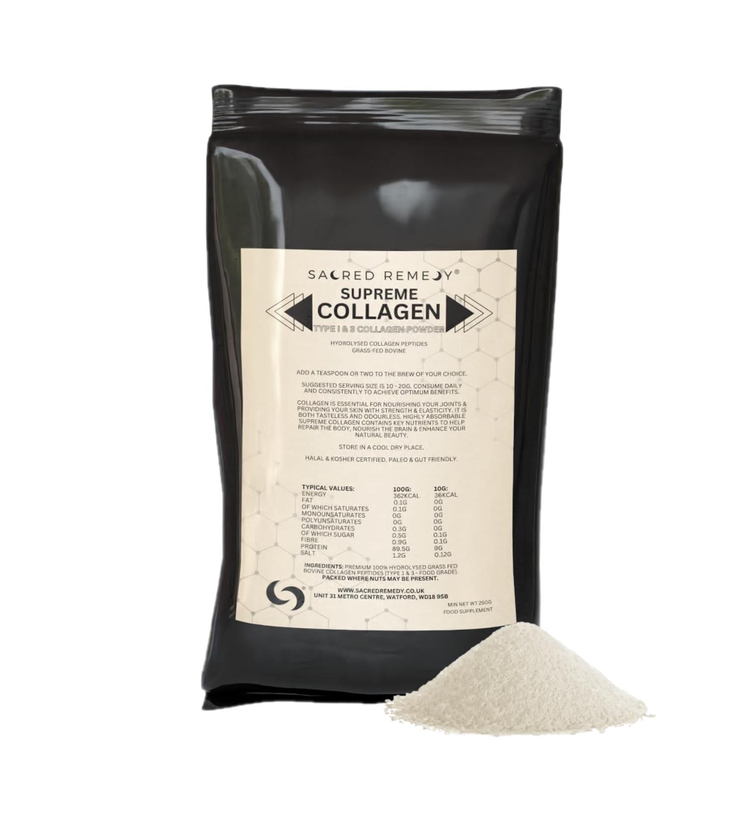 Supreme Collagen Type 1 & 3 Poudre de collag ne 250 g | Peptides de collag ne hydriques de qualit sup rieure | Bovin nourri l'herbe nordique de l'UE - Buy Online on GoSupps.com