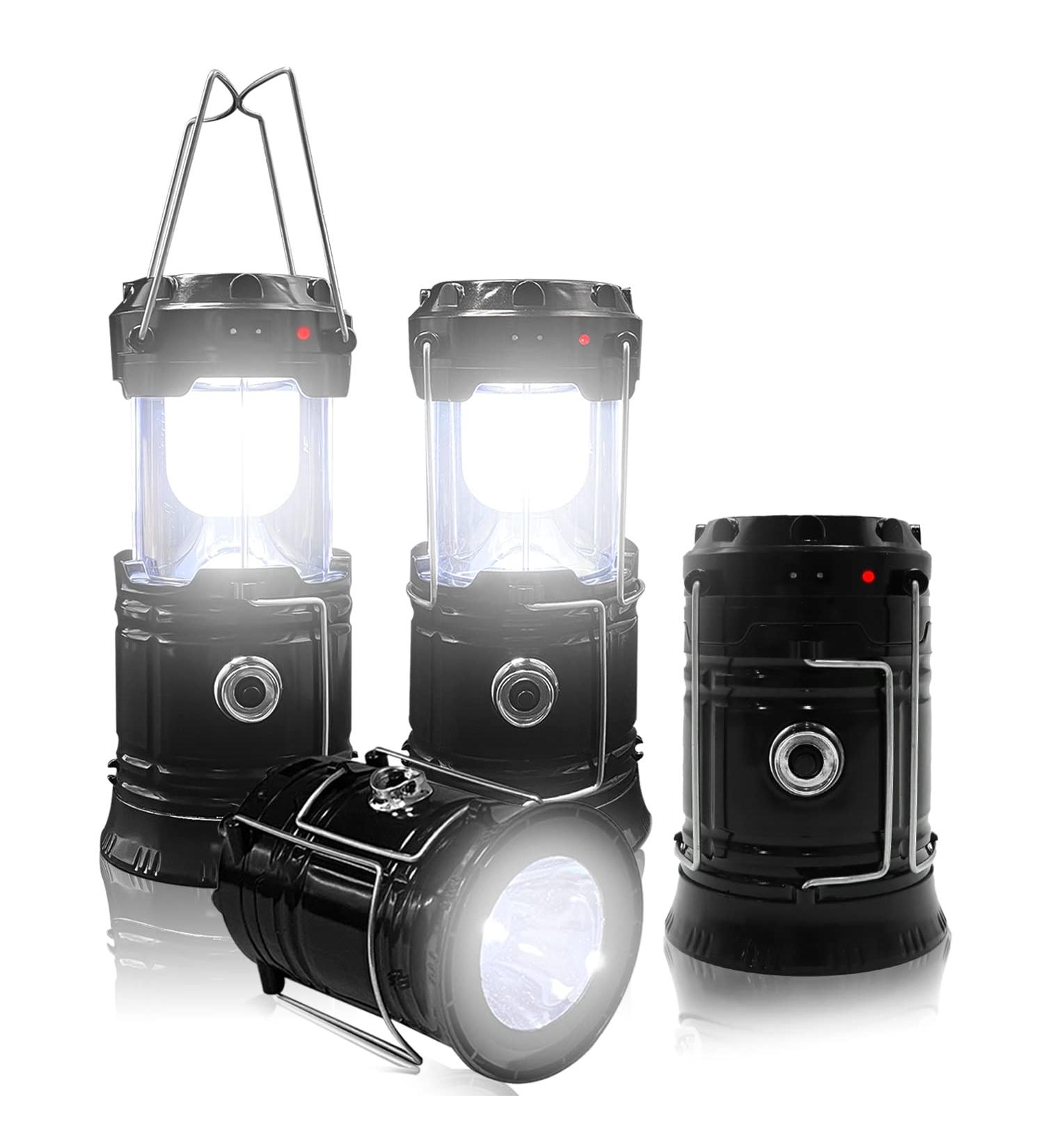 ISUNMEA Portable Solar Folding Lantern - Waterproof LED Emergency Light Flashlight for Camping, Hiking, Power Outages - AC Rechargeable, Lightweight & Phone Charging - 4 Pack - Buy Online on GoSupps.com