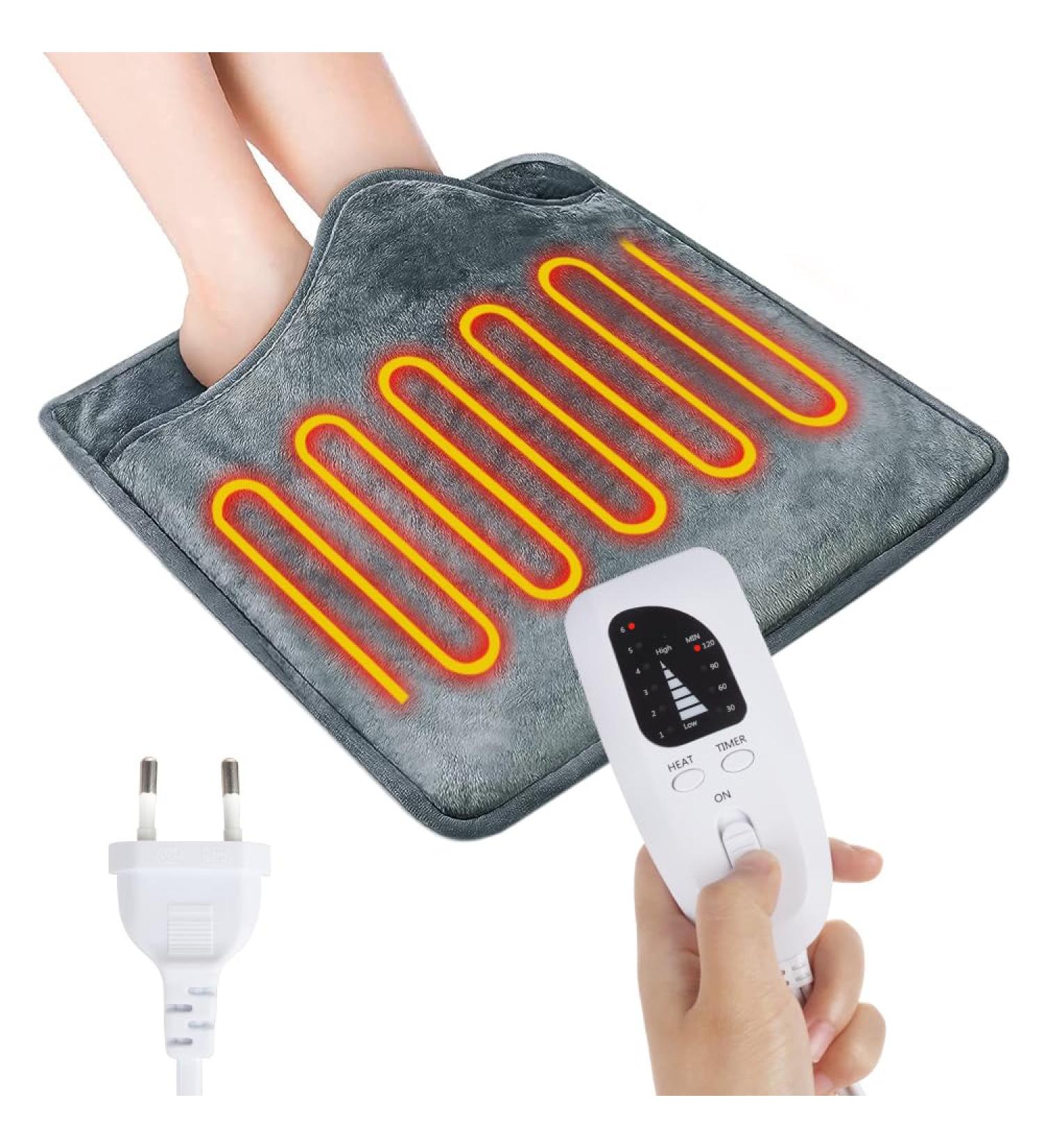 Buy Hojalis Electric Foot Warmer Pad 40x40 cm - 6 Temperature Levels 4 Timers & Overheat Protection for Full Body Comfort Dark Gray - Buy Online on GoSupps.com
