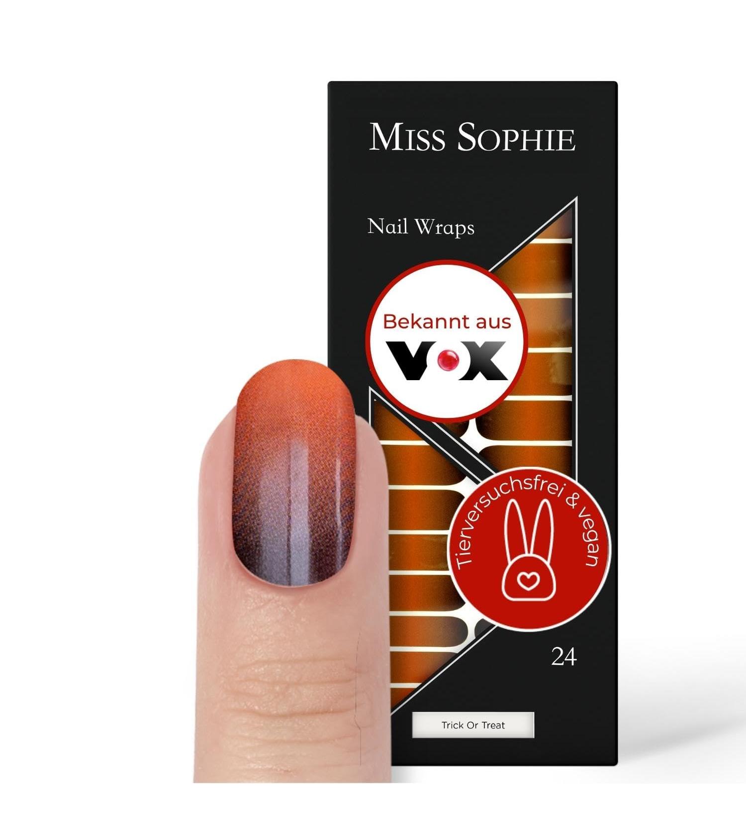 Original Miss Sophie Nail Foils Halloween - 24 Ultra-Thin Color Gradient Nail Polish Stripes for Finger & Toenails - Sticks to Natural Painted Acrylic Gel & Shellac Nails - Buy Online on GoSupps.com