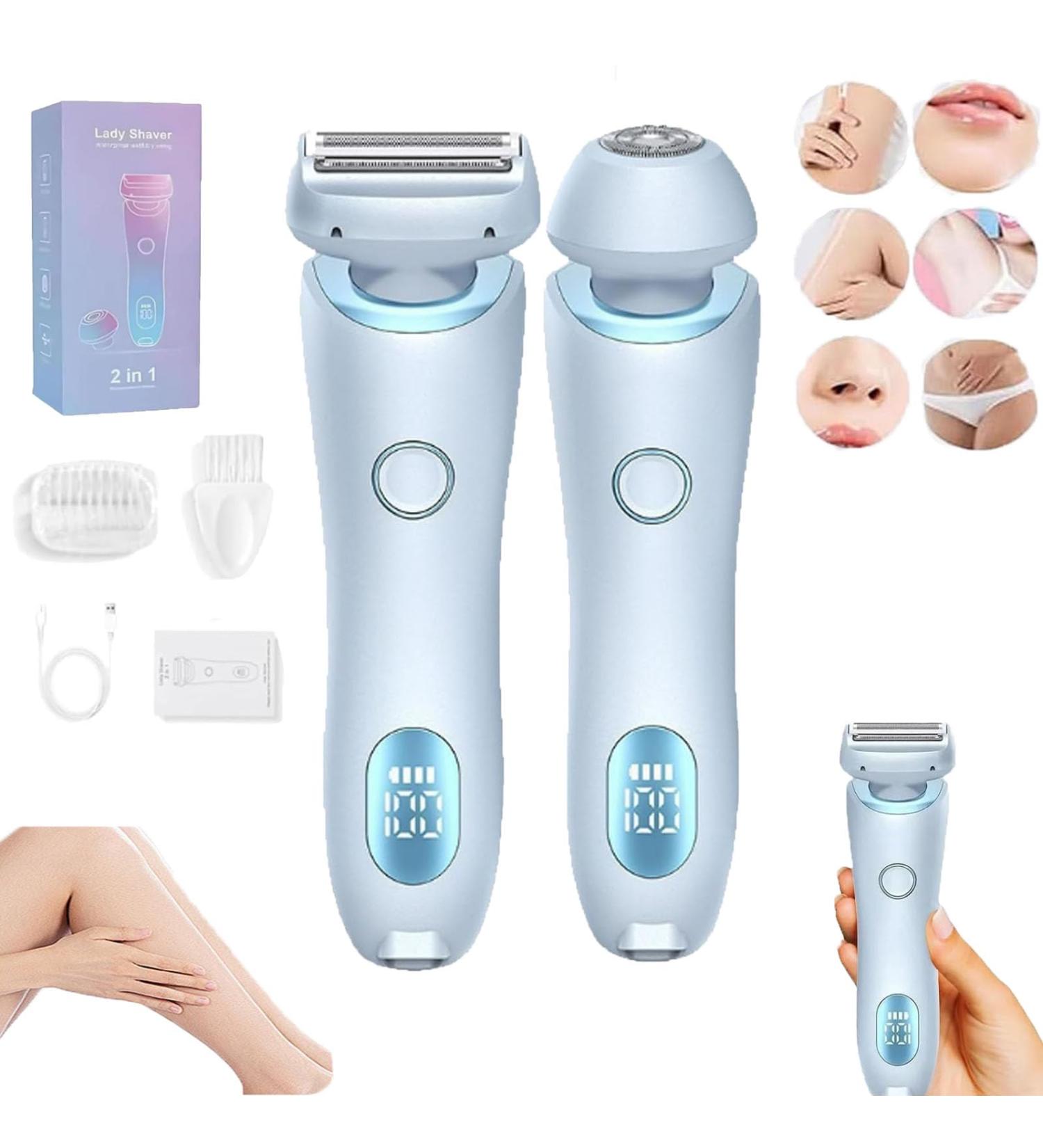 Duskofficial Razor Dusk Official Shaver Dusk Official Electric Razor Women Electric Shaver Wet and Dry Painless Hair Removal Removable Head (Blue) - Buy Online on GoSupps.com