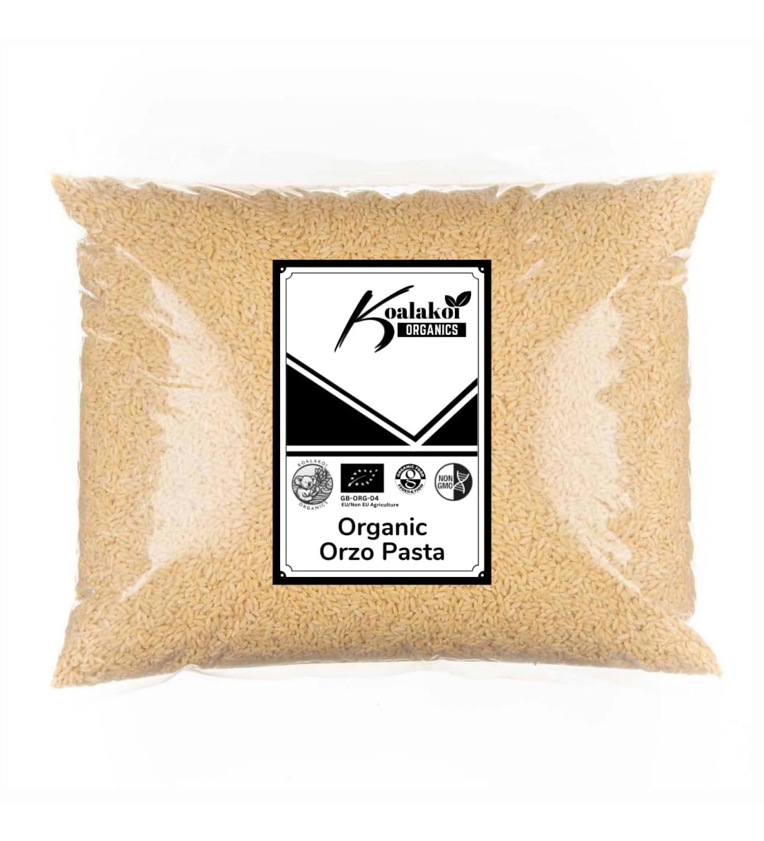ORGANIC Certified Orzo Pasta (2kg) Premium non-GMO 100% Natural no Additives or Preservatives Package may vary - Free UK delivery by Koalakoi (2 Kilograms) 2 Kilograms - Buy Online on GoSupps.com
