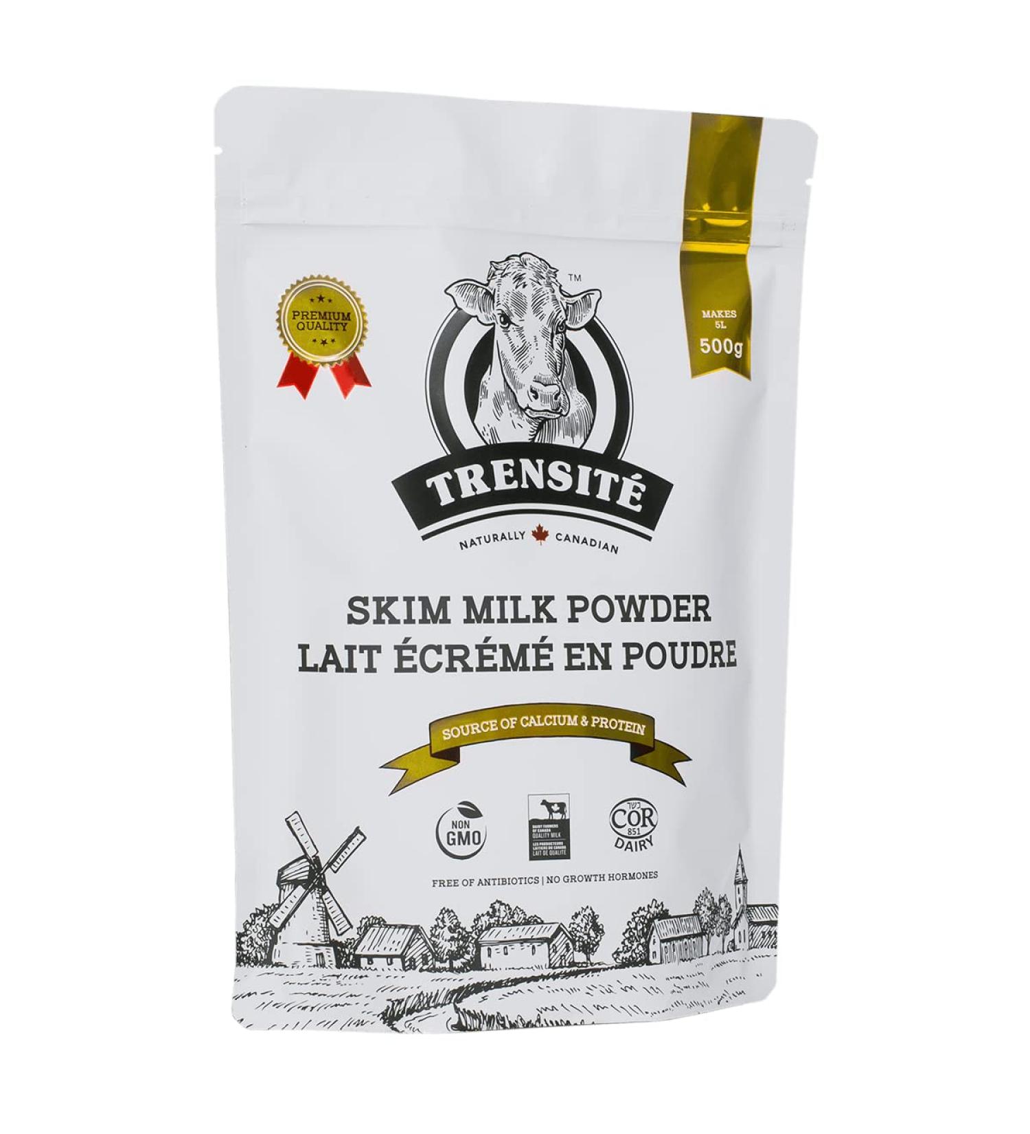 Trensit Skim Milk Powder 0.1% 2 Bags (1kg) Naturally Canadian 100% Canadian Milk Free of Antibiotics No rBST or rBGH