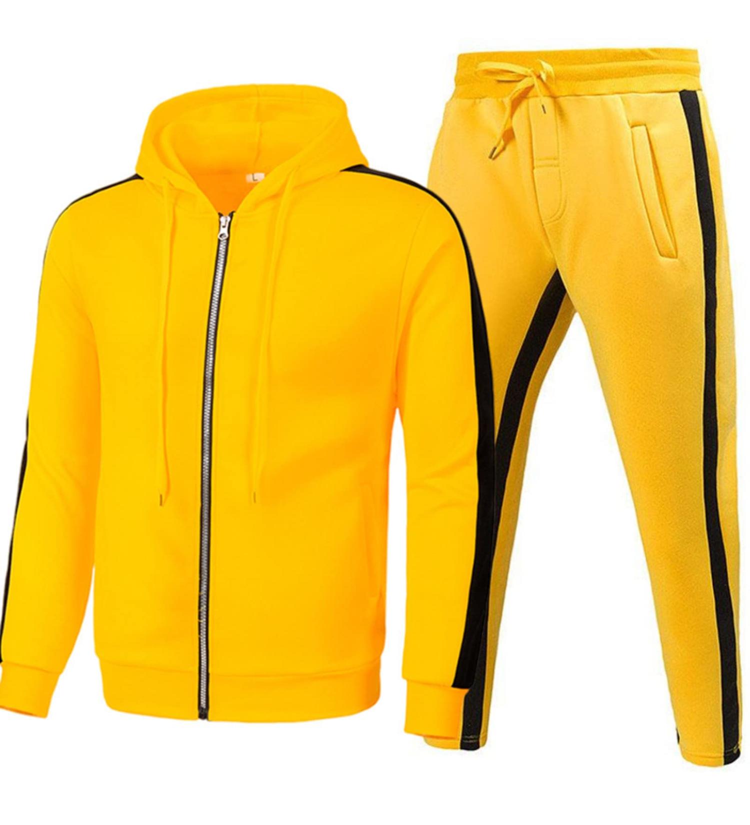 Hanxiulin Men's Training Suits - Premium Polyester Jogging Suit Sweatshirt & Sports Pants in Yellow - Autumn & Winter Leisurewear XXL - Buy Online on GoSupps.com