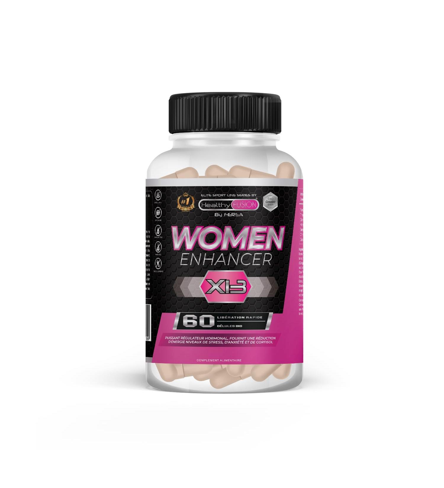 Healthy Fusion Enhancer Woman | 100% Stimulating for Women | Menstrual Regulator | Increases Energy Physical and Muscle Performance | Maca Tribulus Ginseng Ginkgo | 60 Capsules - Buy Online on GoSupps.com
