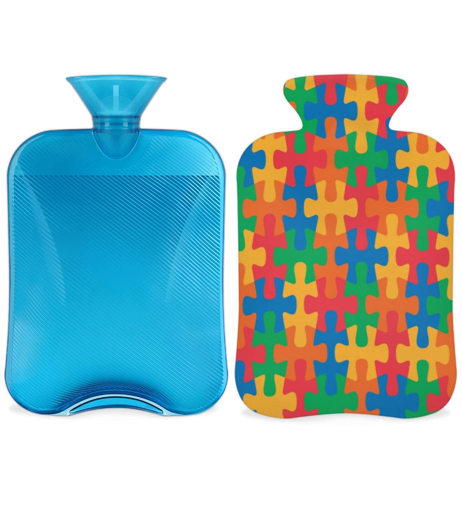 Autism Awareness Day Puzzle Heat Bottle 2L PVC Pain Relief Heat & Cold Therapy for Cramps Neck & Shoulders - Buy Online on GoSupps.com