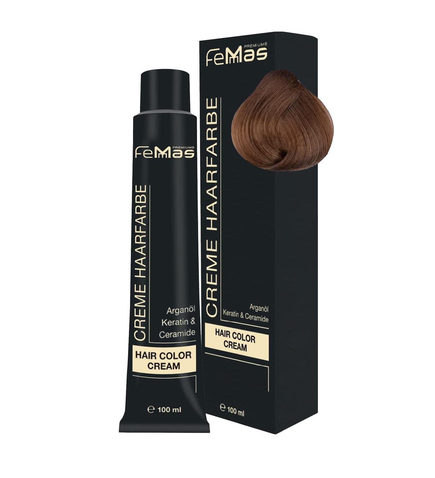 Femmas Hair Color Medium Blonde Gold Intensive 7.33 | Professional Permanent Cream with Argan Oil & Keratin | 100ml Radiant Color Results - Buy Online on GoSupps.com