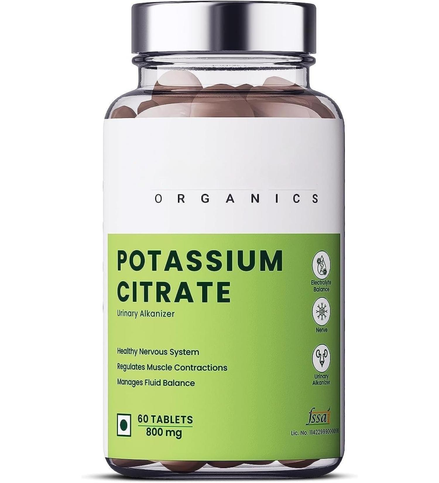 Potassium Citrate 800 Mg I 60 Veg Tablets I Support Nerve Joint & Bone Health I Helps Manage Electrolyte | for Both Men & Women - Buy Online on GoSupps.com