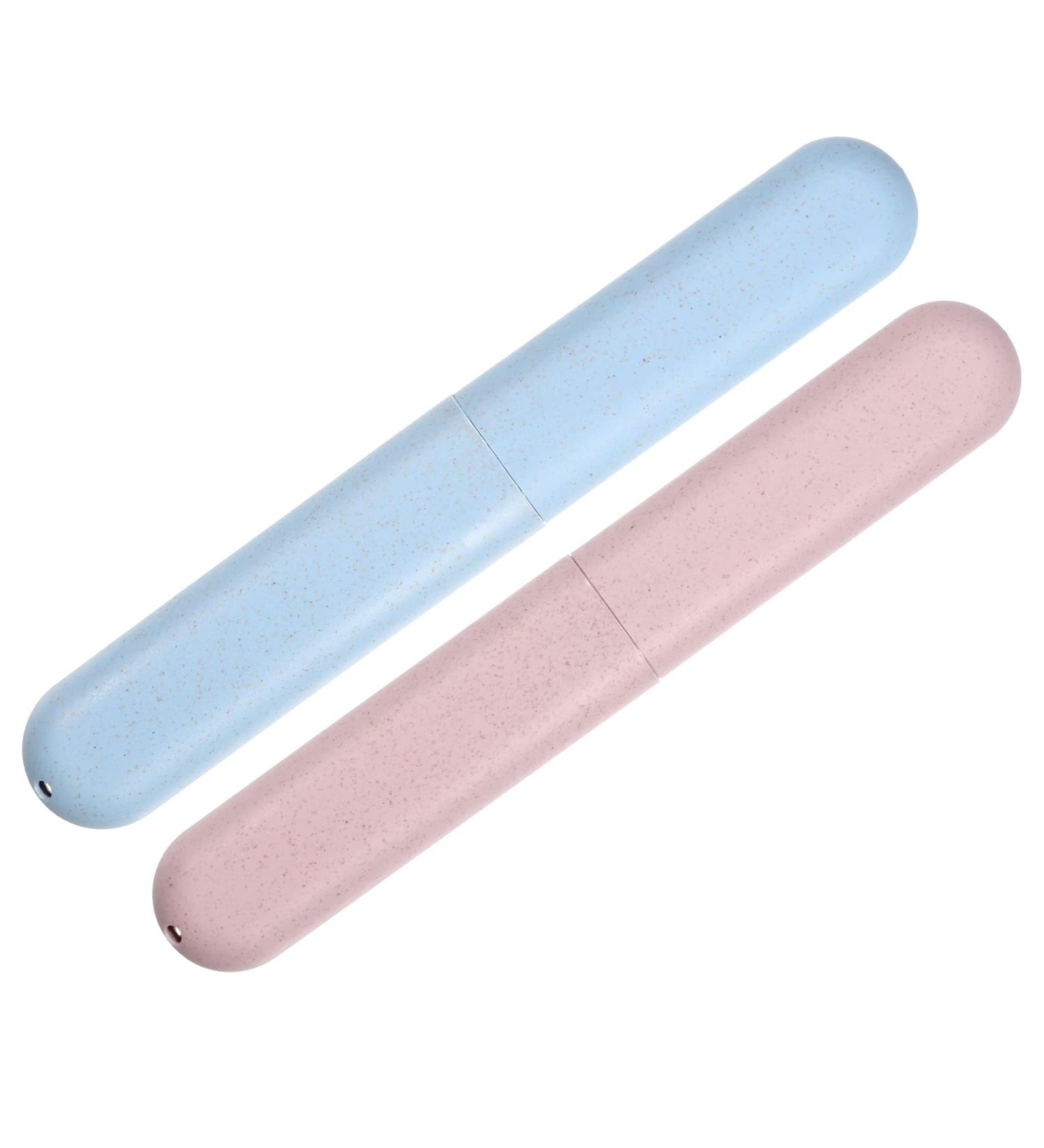 VOCOSTE 2pcs Travel Toothbrush Holders - Durable PP Cases in Blue & Pink | Ideal for Business Travel - Buy Online on GoSupps.com